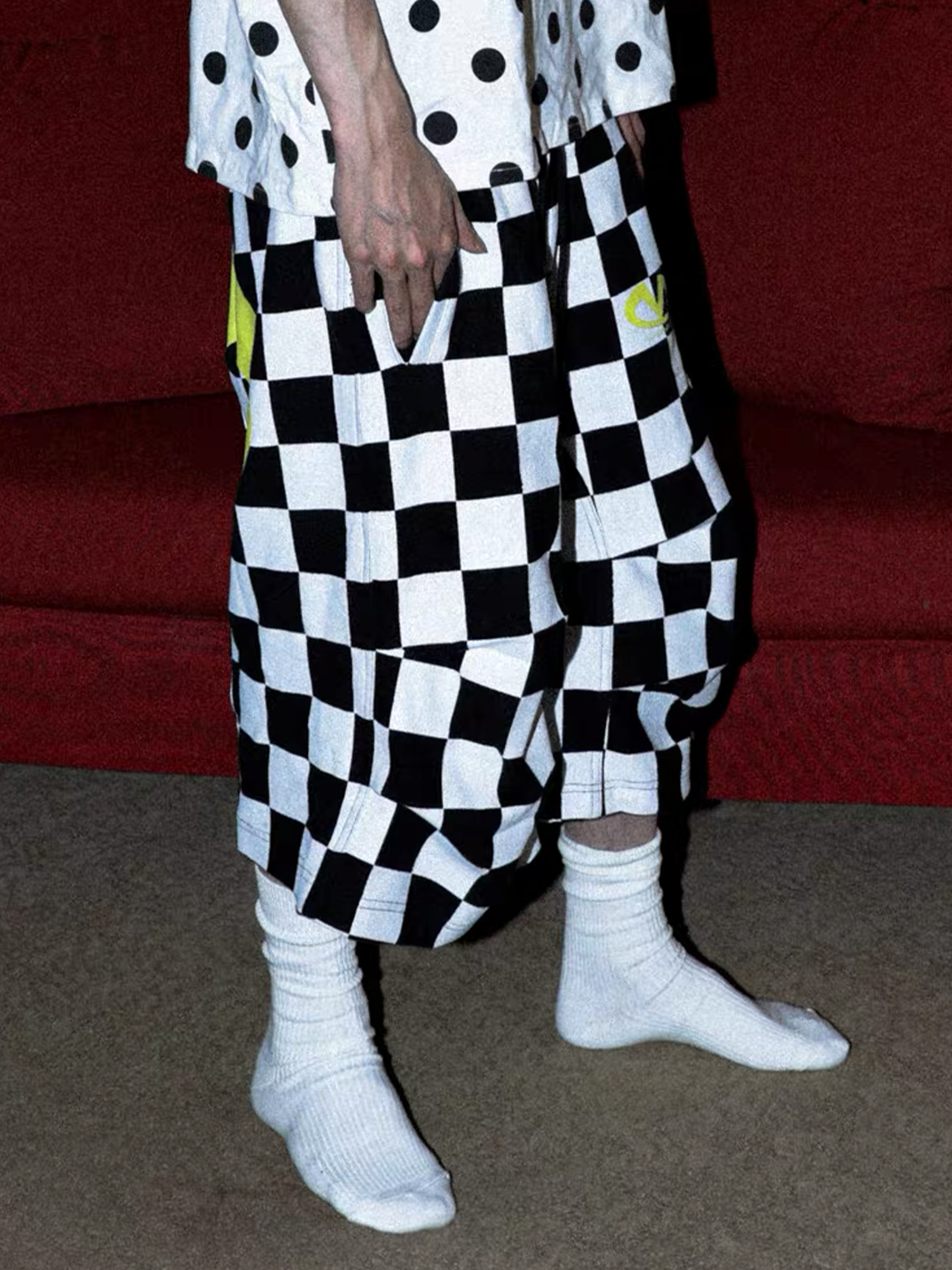 PCCVISION Checkerboard Pleated Baggy Shorts, premium urban and streetwear designers apparel on PROJECTISR.com, PCCVISION