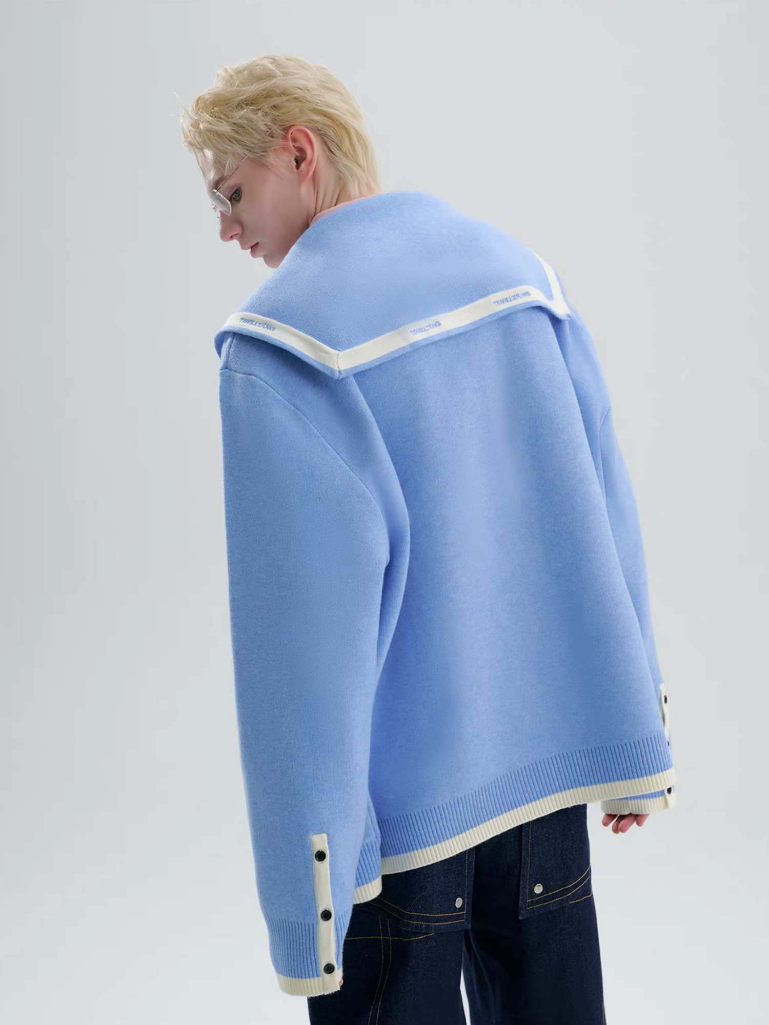 TIWILLTANG Contrast-Trim Sailor-Collar Jacket, premium urban and streetwear designers apparel on PROJECTISR.com, TIWILLTANG