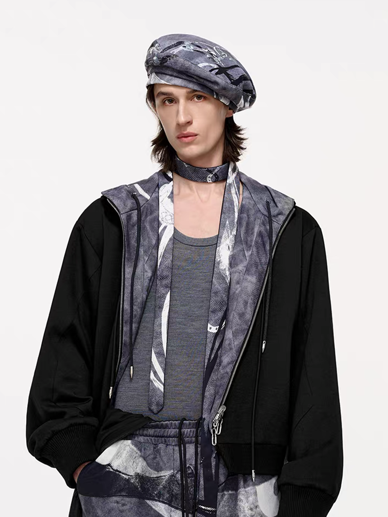 TIWILLTANG Abstract Reversible Graphic Beret