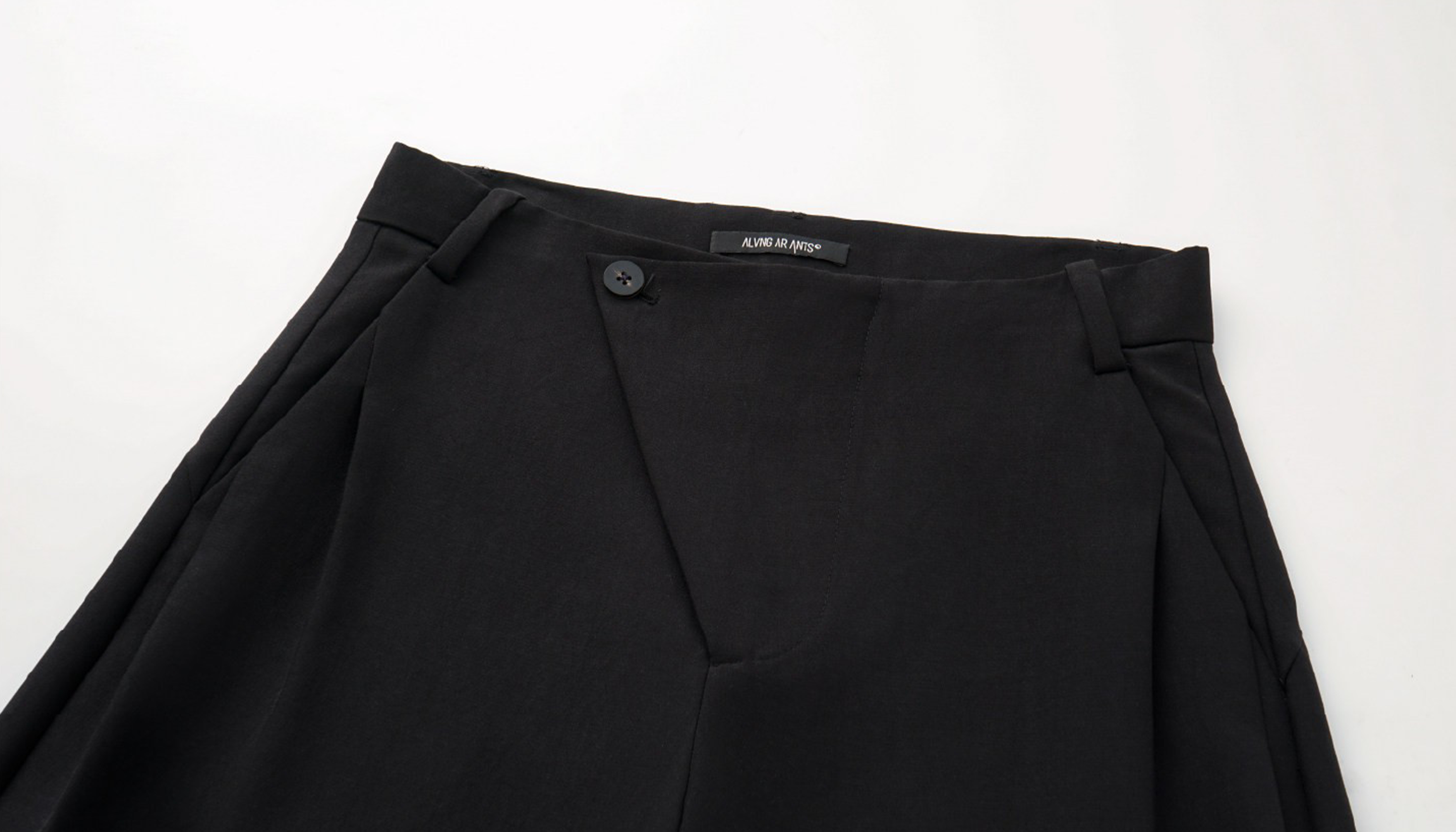 ALVNG AR ANTS Asymmetric Pleated Wool-Blend Wide-Leg Trousers