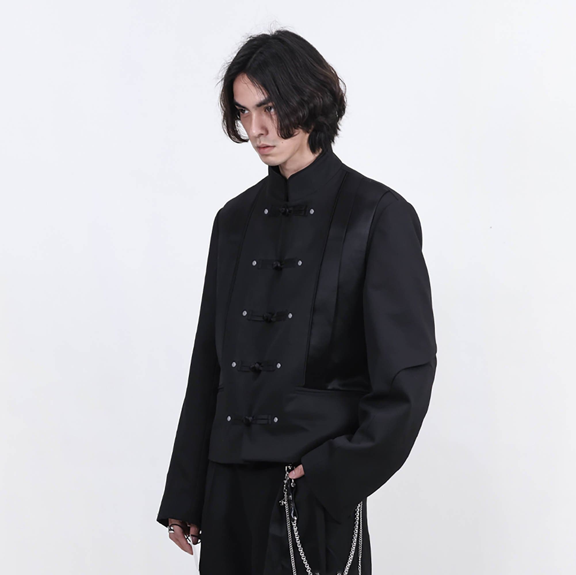 FACEONLAB Satin Spliced Frog Button Blazer