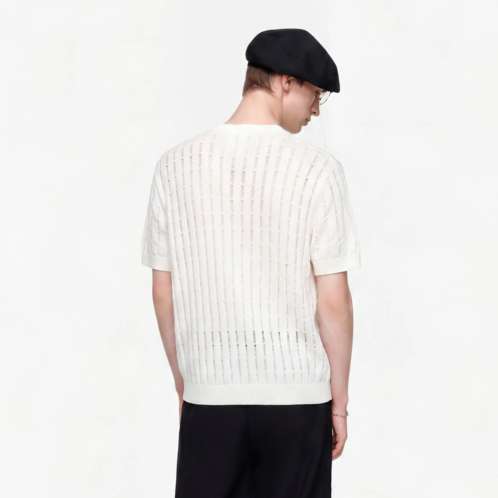 TIWILLTANG Essential Openwork Knitted T Shirt