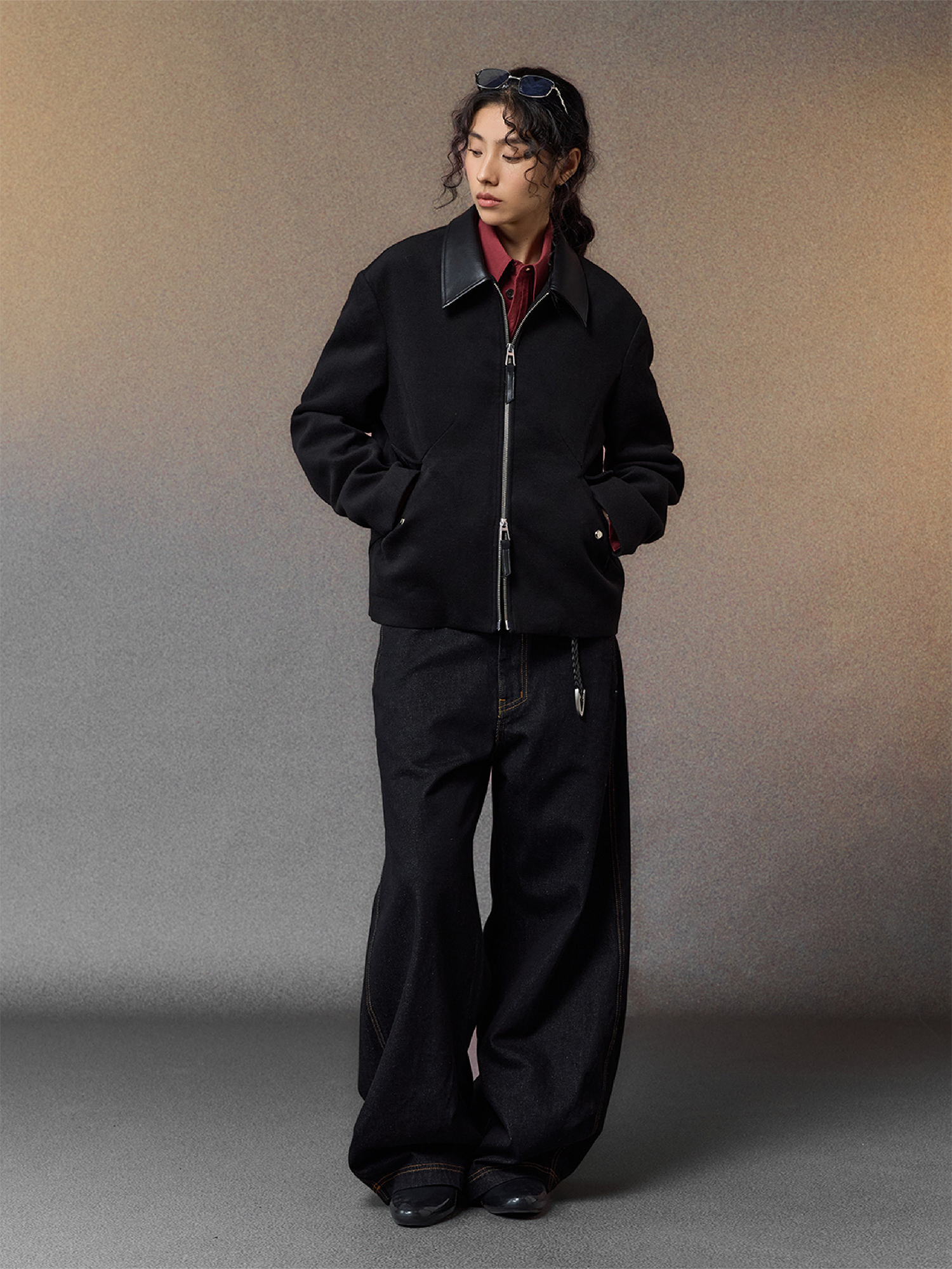 ALVNG AR ANTS PU Collar Wool-Blend Jacket, premium urban and streetwear designers apparel on PROJECTISR.com, ALVNG AR ANTS