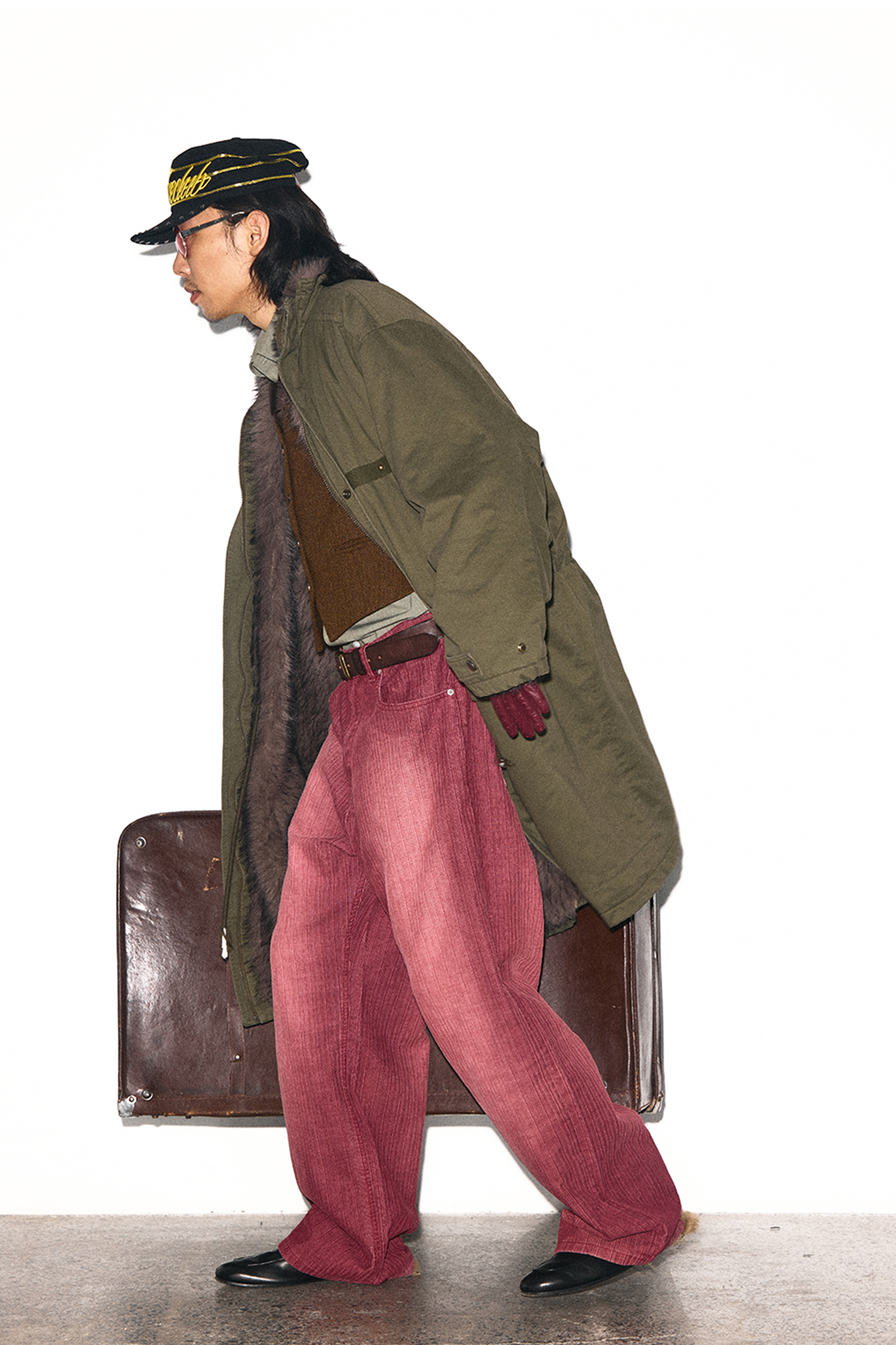 TRECLUB Washed Striped Straight-Leg Jeans