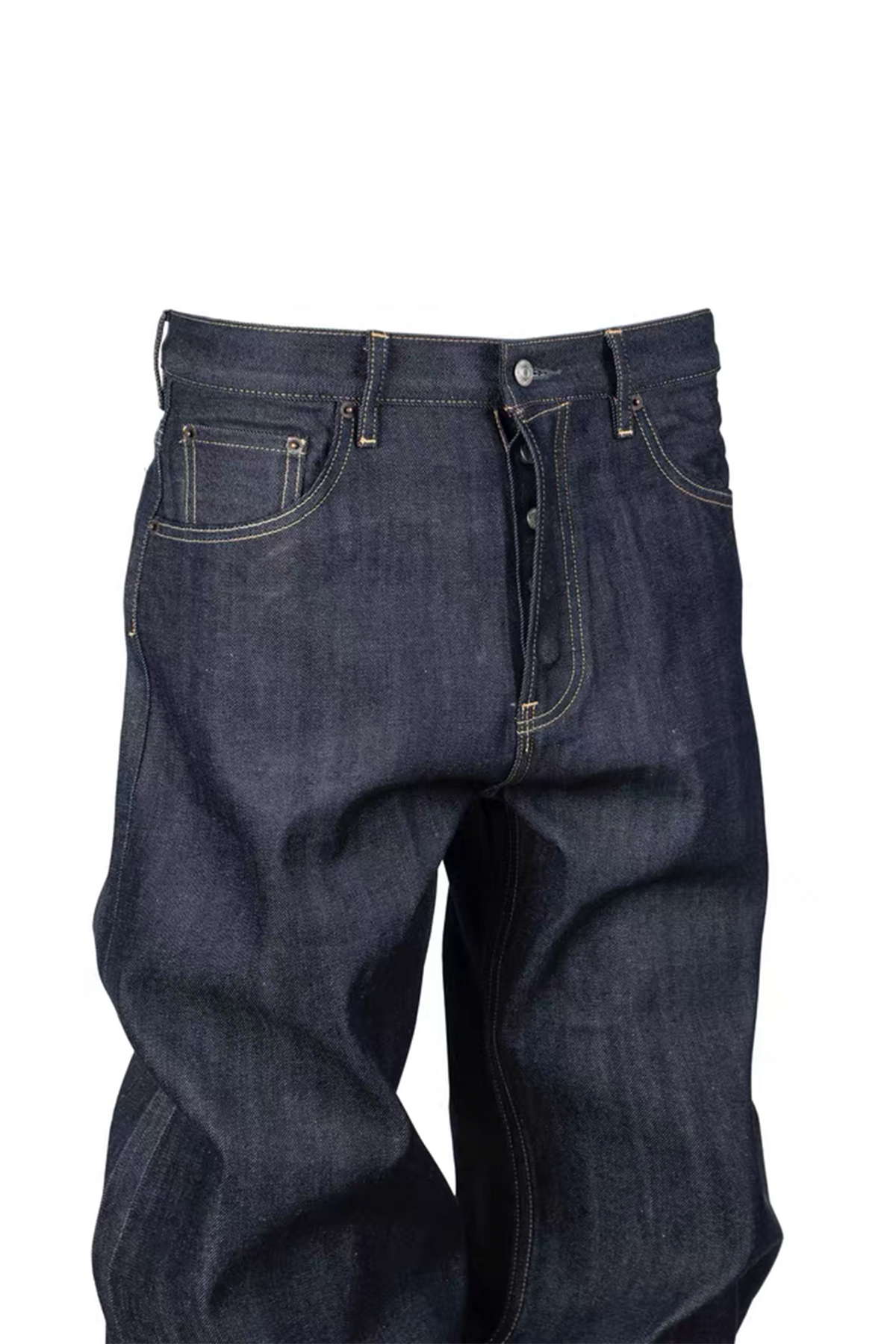 ZWDH Raw Selvedge Denim Loose Straight-Leg Jeans
