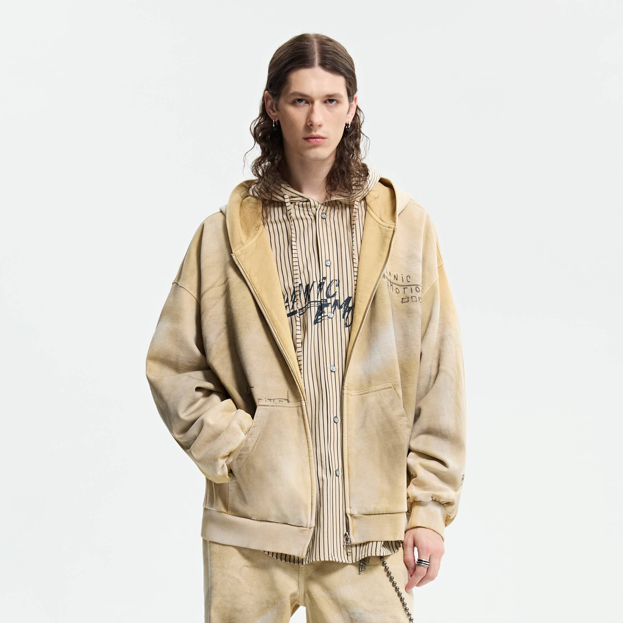 ORGANIC EMOTION Dirty Fit Graffiti Zip-Up Hoodie