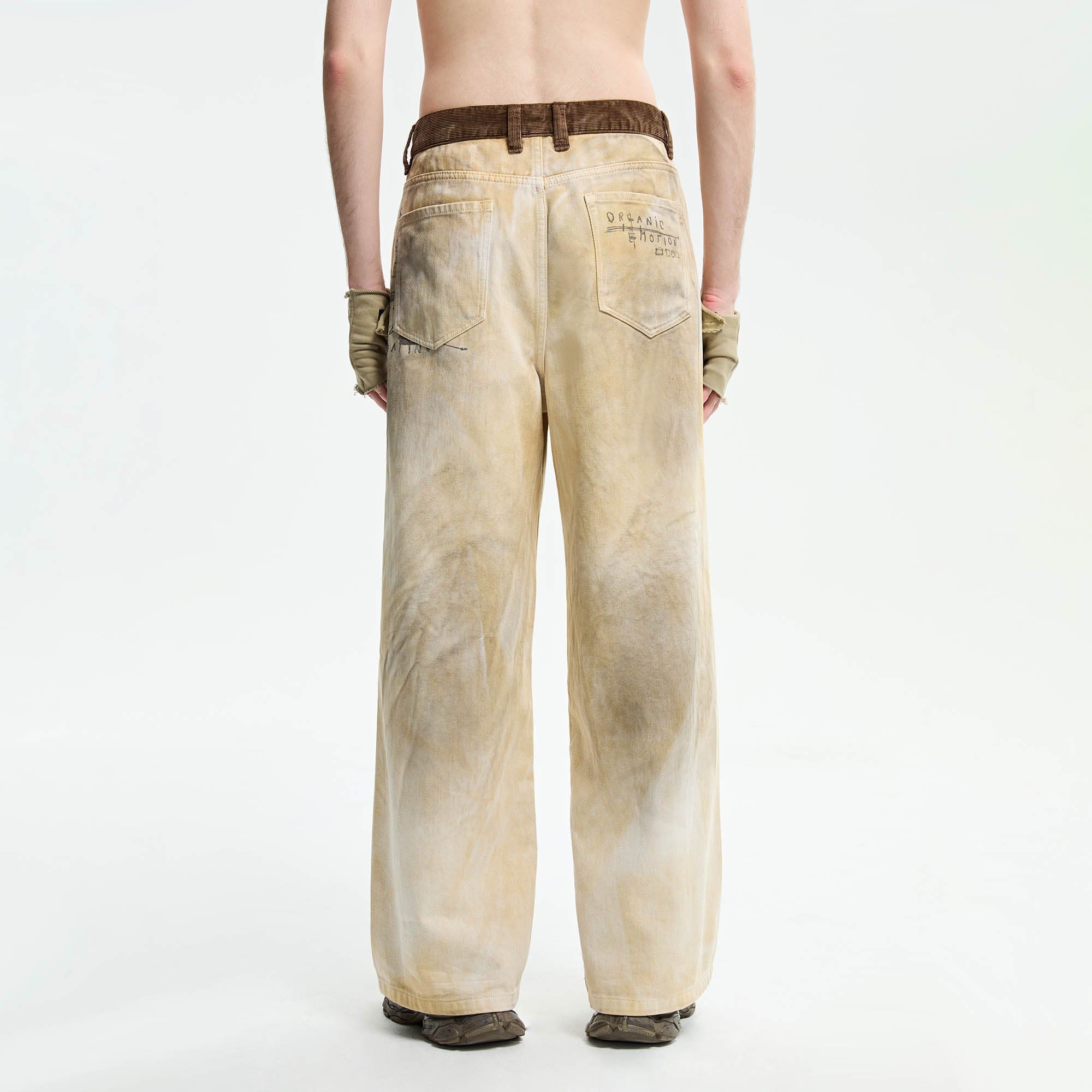 ORGANIC EMOTION Dirty Fit Distressed Wide-Leg Pants, premium urban and streetwear designers apparel on PROJECTISR.com, ORGANIC EMOTION