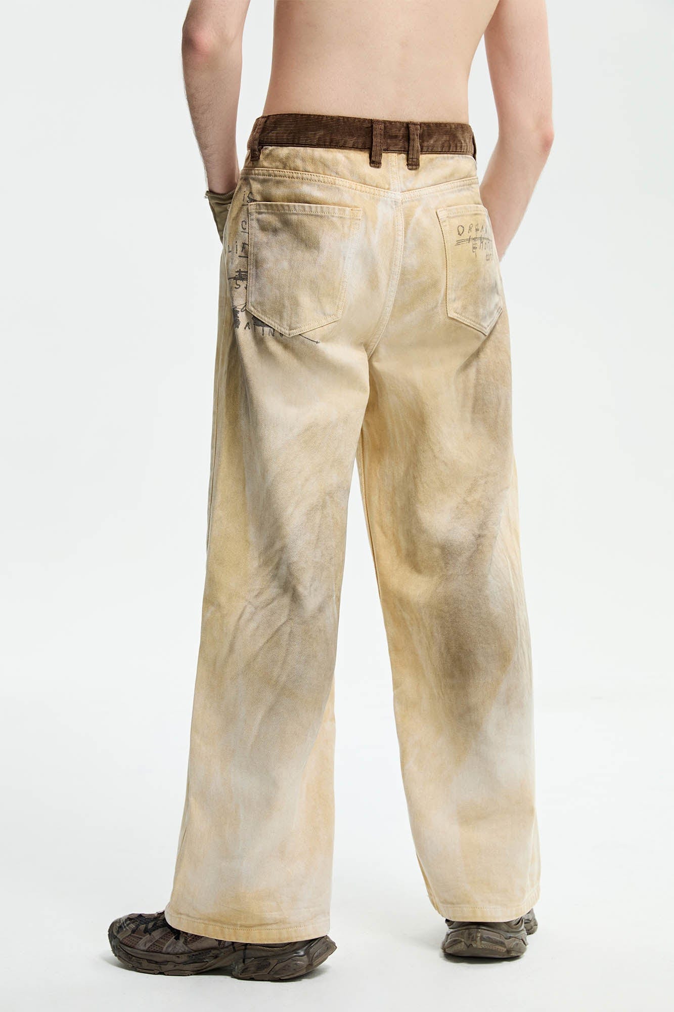 ORGANIC EMOTION Dirty Fit Distressed Wide-Leg Pants, premium urban and streetwear designers apparel on PROJECTISR.com, ORGANIC EMOTION