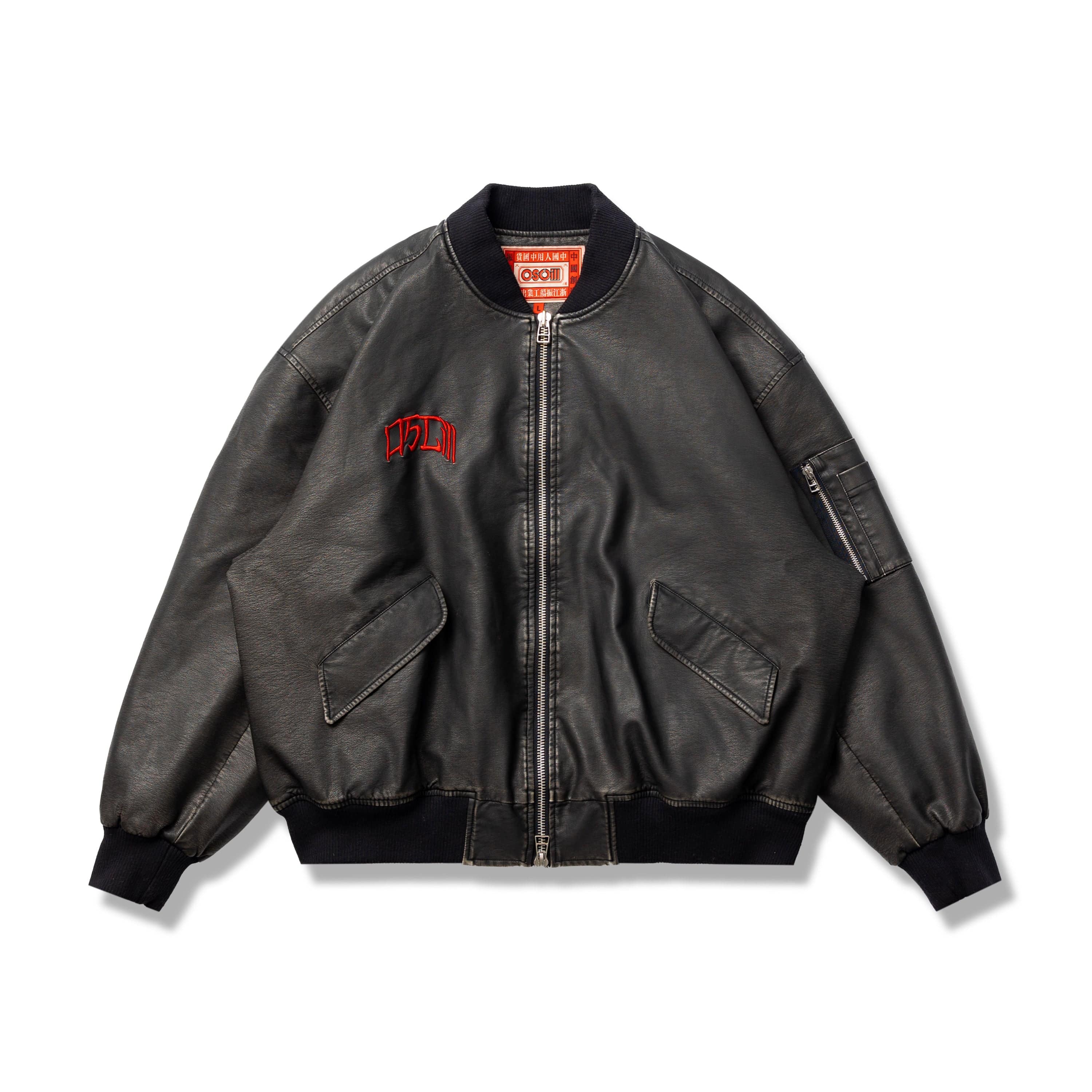 OSCILL Washed MA1 Bomber Faux Leather Jacket, premium urban and streetwear designers apparel on PROJECTISR.com, OSCILL