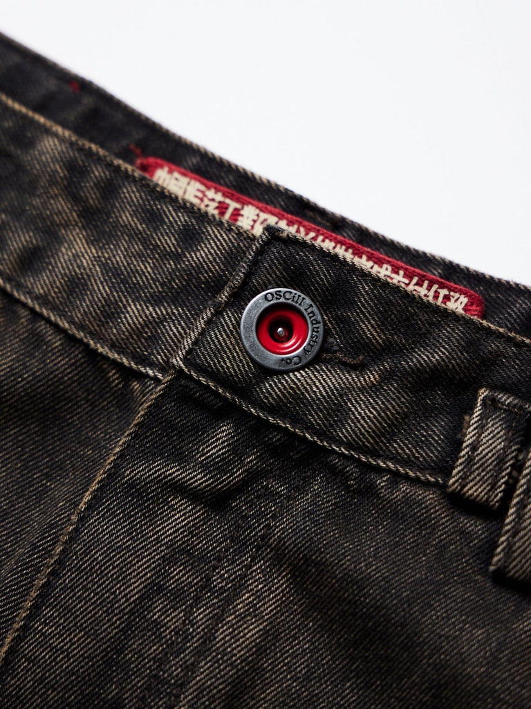 OSCILL Patchwork Washed Straight Jeans, premium urban and streetwear designers apparel on PROJECTISR.com, OSCILL