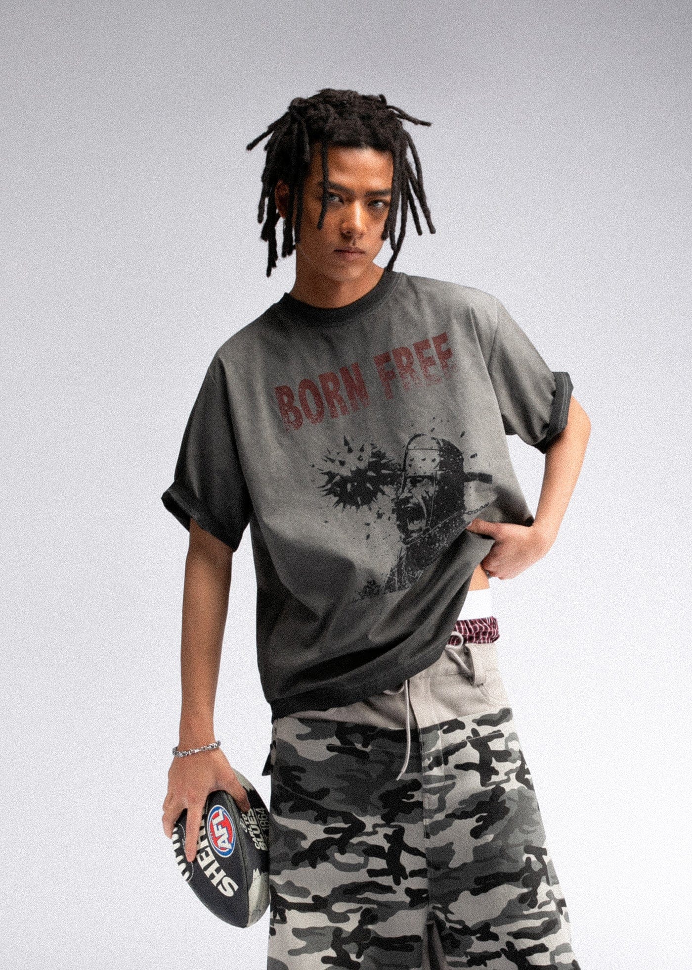 FIVEKOH Faded Graphics Washed T-Shirt