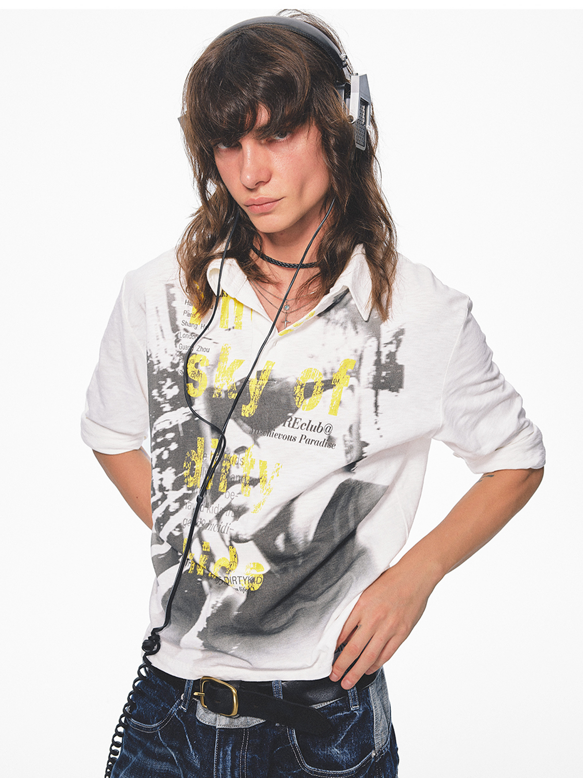 TRECLUB Graphic Portrait Long-Sleeve Polo
