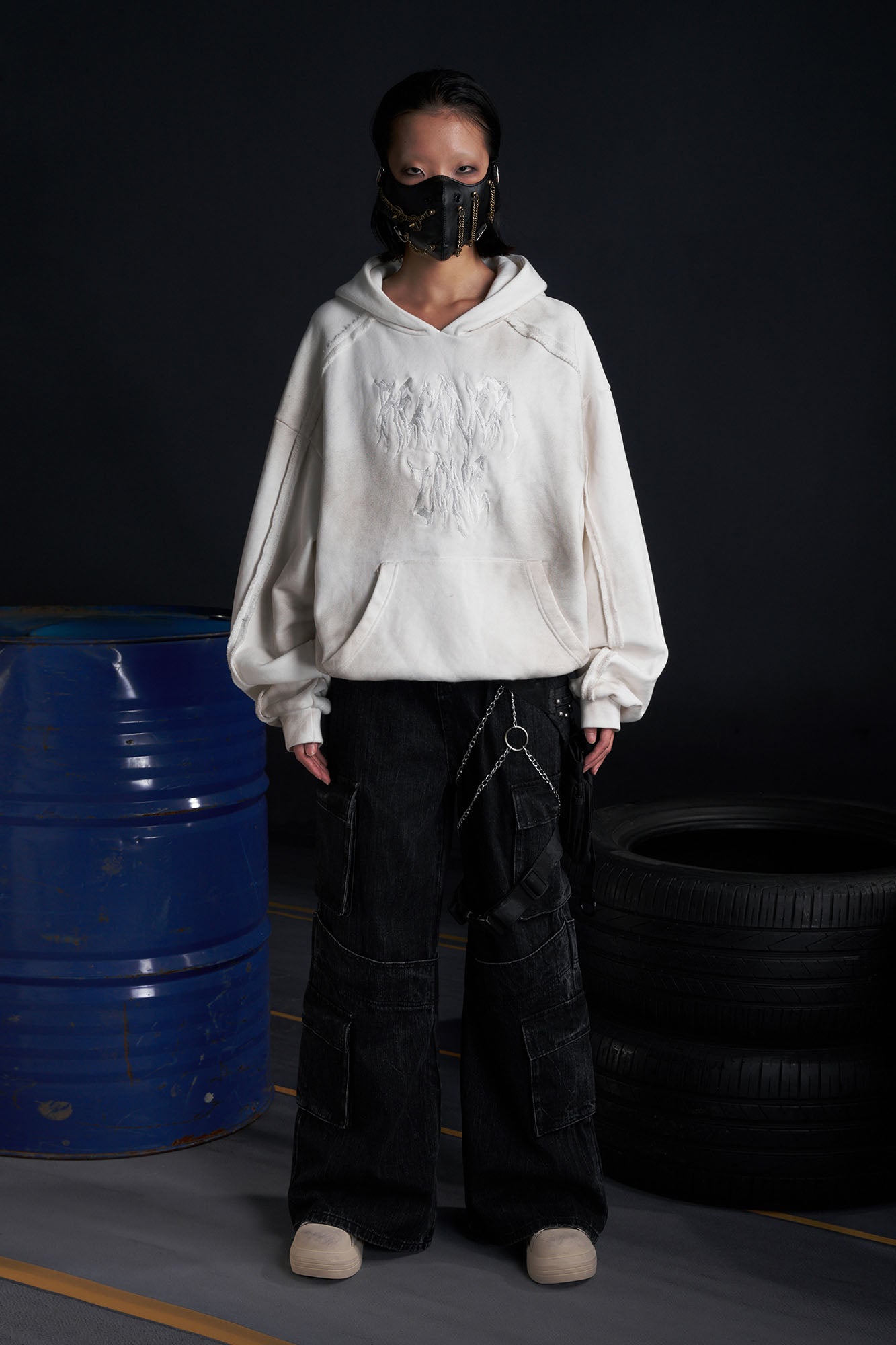 RECOVER ZONE LOGO Embroidered Dirty Wash Hoodie, premium urban and streetwear designers apparel on PROJECTISR.com, RECOVER ZONE