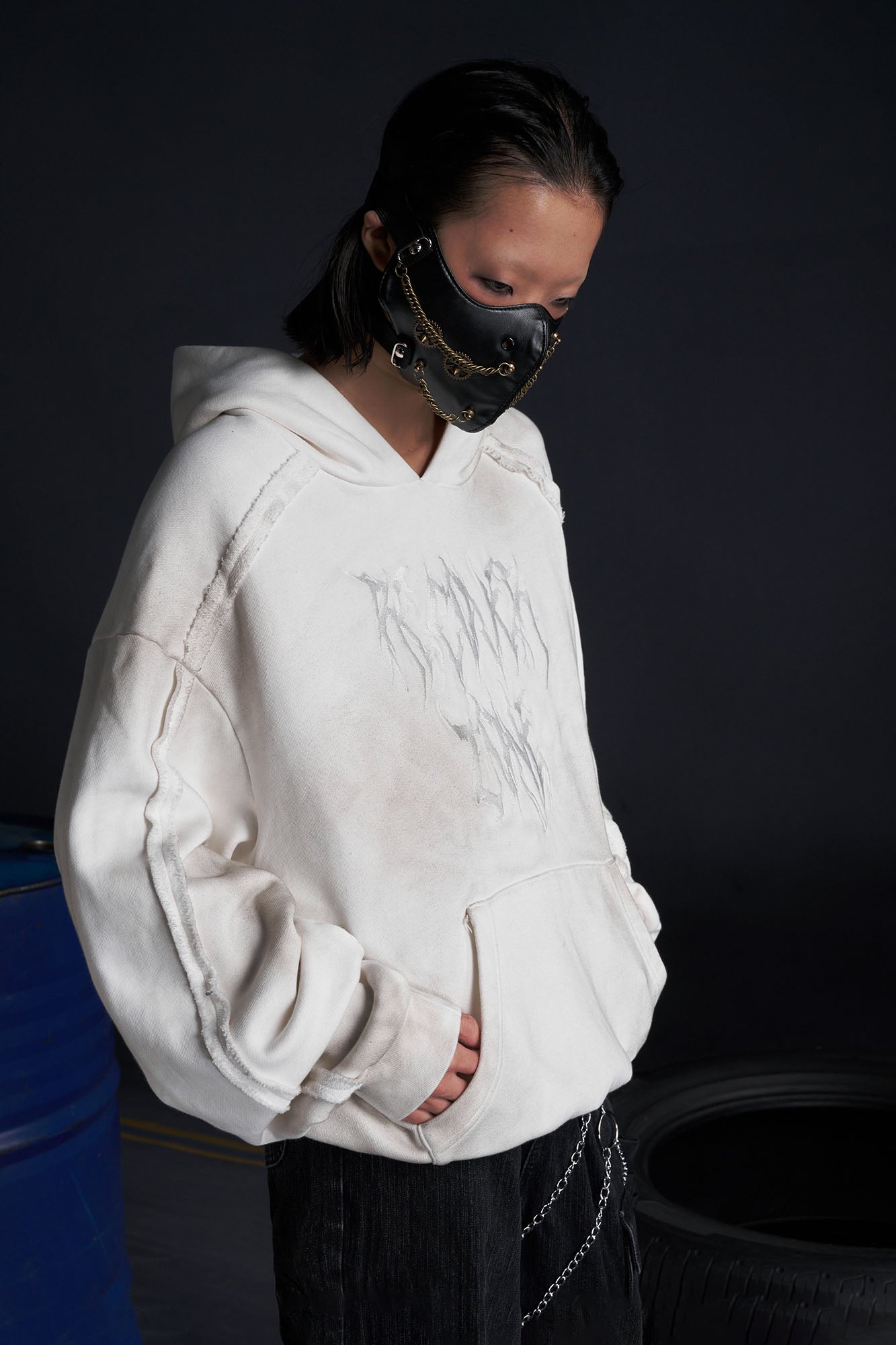 RECOVER ZONE LOGO Embroidered Dirty Wash Hoodie, premium urban and streetwear designers apparel on PROJECTISR.com, RECOVER ZONE