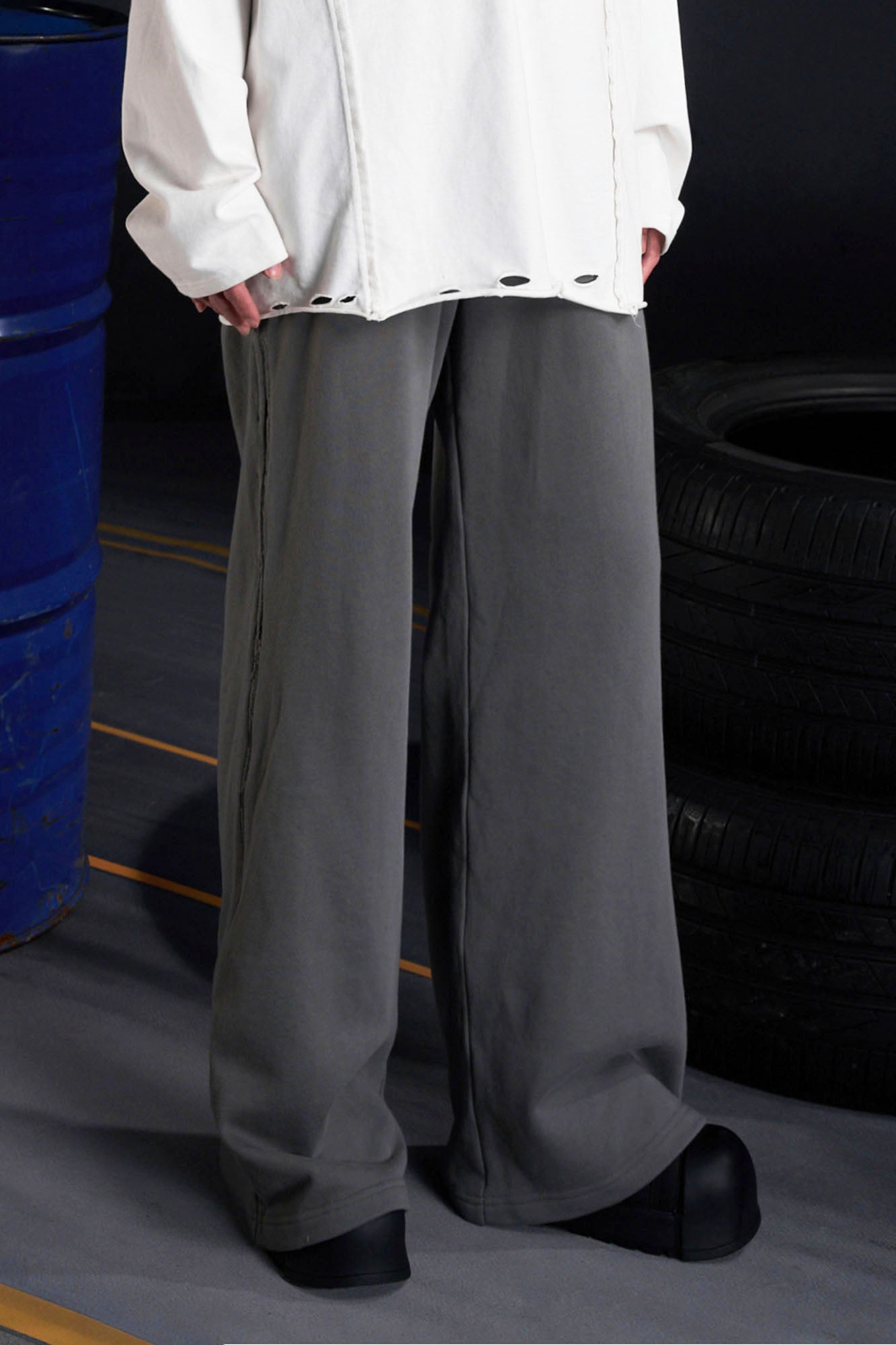 RECOVER ZONE Embroidered Sword Studded Wide-Leg Sweatpants, premium urban and streetwear designers apparel on PROJECTISR.com, RECOVER ZONE