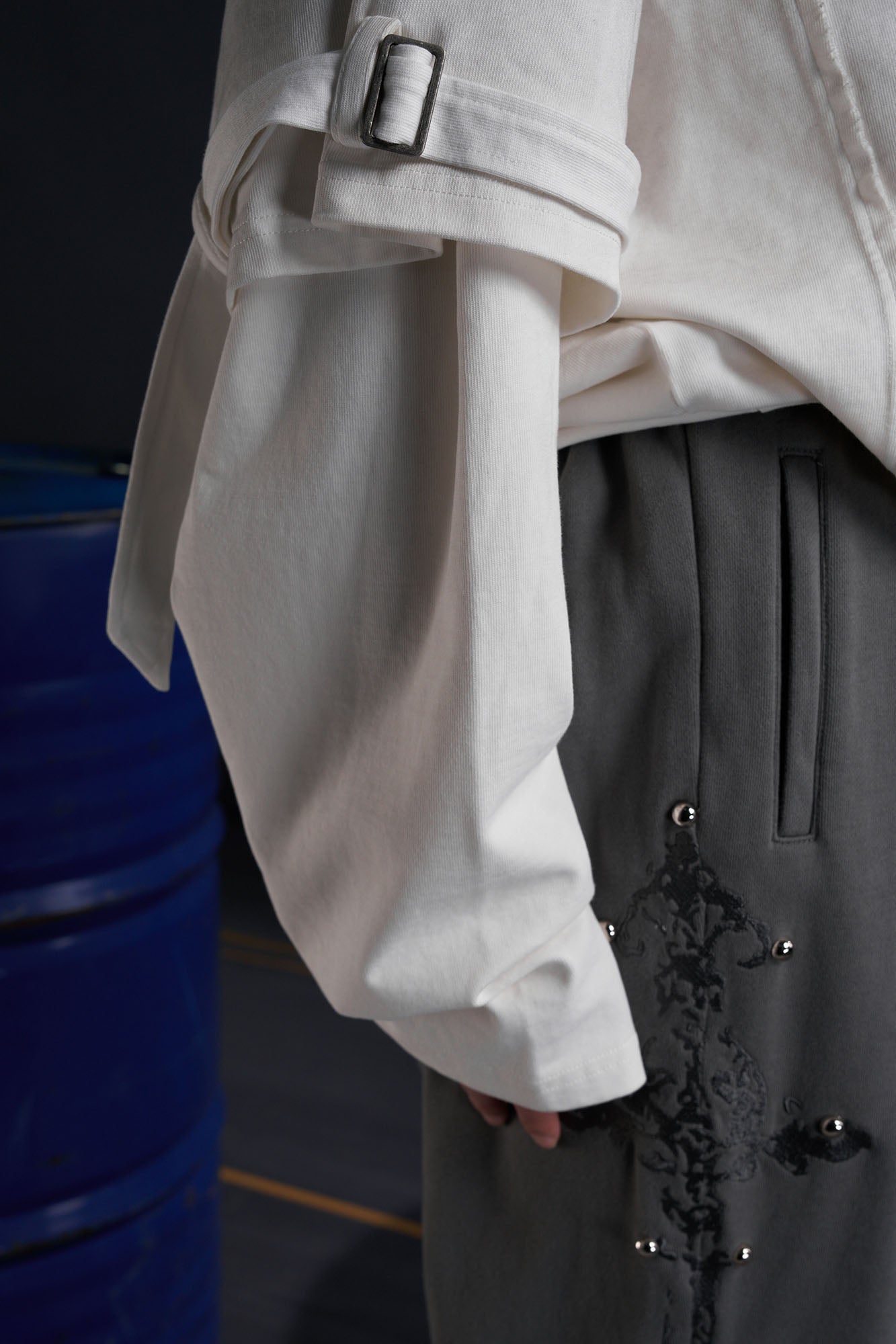 RECOVER ZONE Embroidered Sword Studded Wide-Leg Sweatpants, premium urban and streetwear designers apparel on PROJECTISR.com, RECOVER ZONE