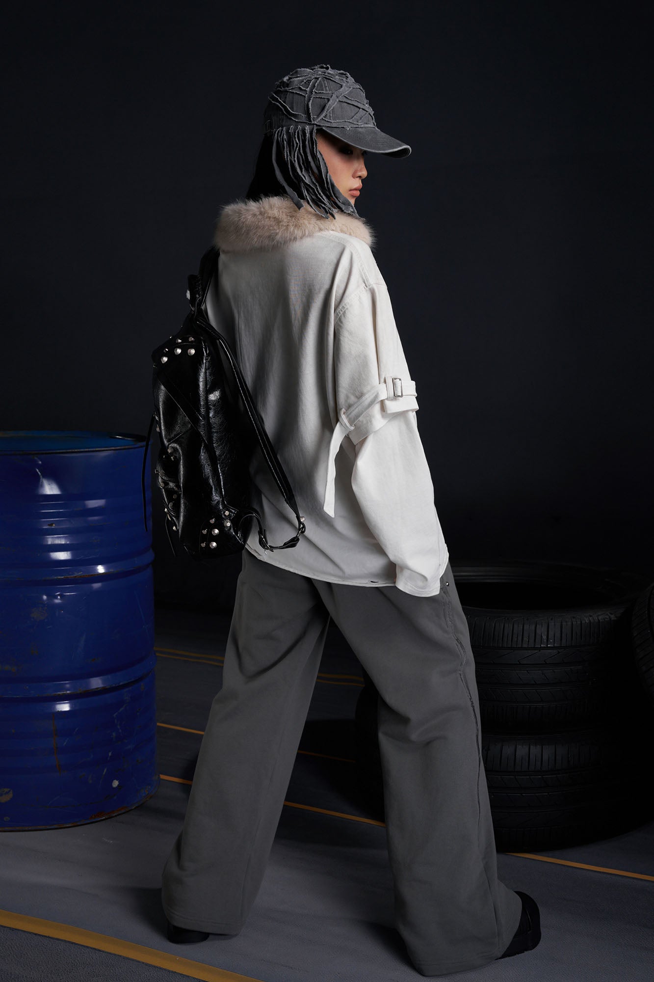 RECOVER ZONE Embroidered Sword Studded Wide-Leg Sweatpants, premium urban and streetwear designers apparel on PROJECTISR.com, RECOVER ZONE