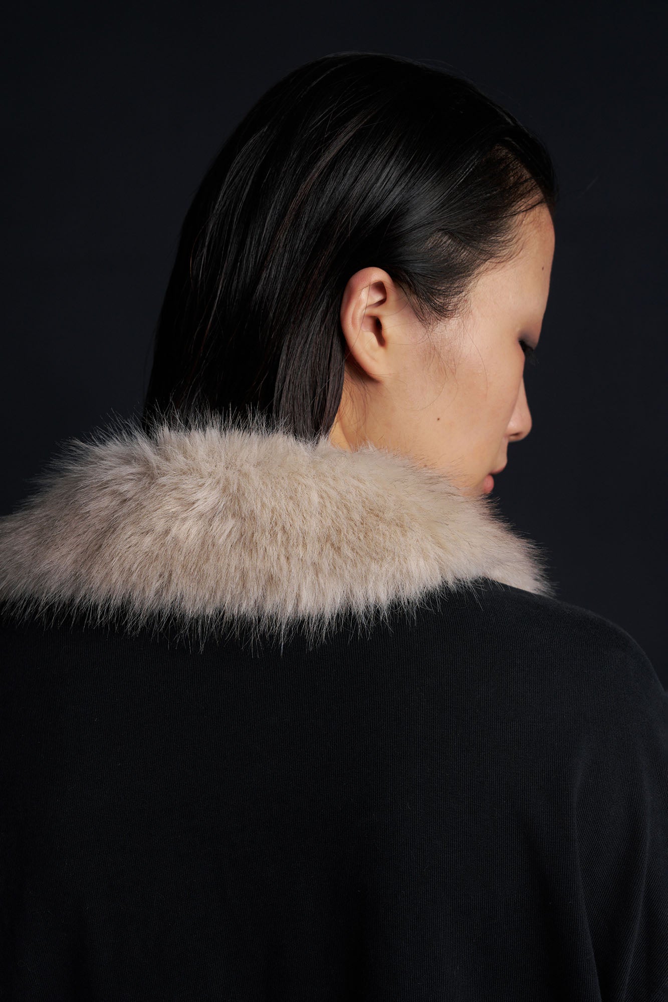RECOVER ZONE Detachable Faux Fur Collar Long Sleeve Shirt