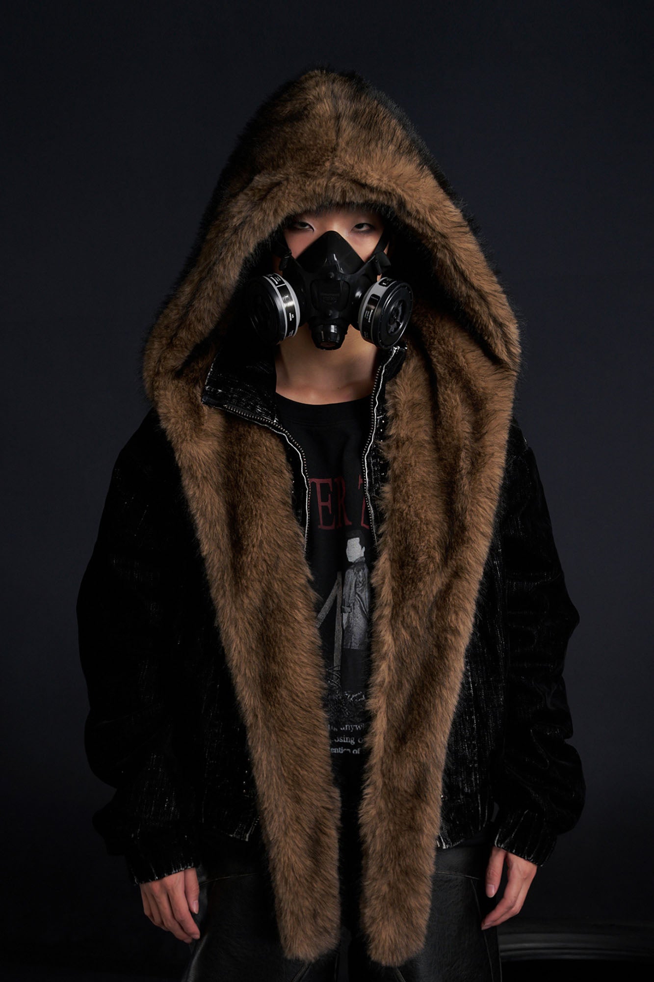 RECOVER ZONE Detachable Faux Fur Hood Studded Jacket, premium urban and streetwear designers apparel on PROJECTISR.com, RECOVER ZONE