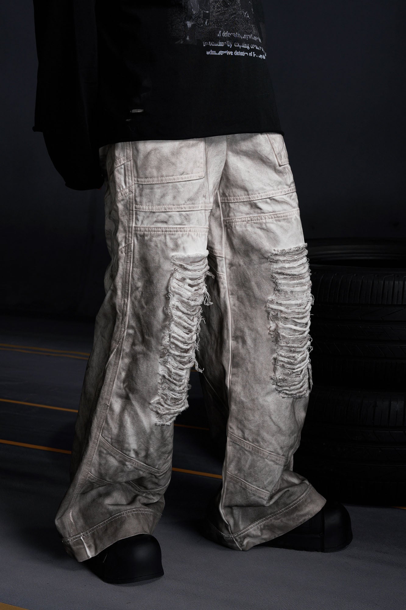 RECOVER ZONE Dirty Fit Ravaged Panel Jeans, premium urban and streetwear designers apparel on PROJECTISR.com, RECOVER ZONE