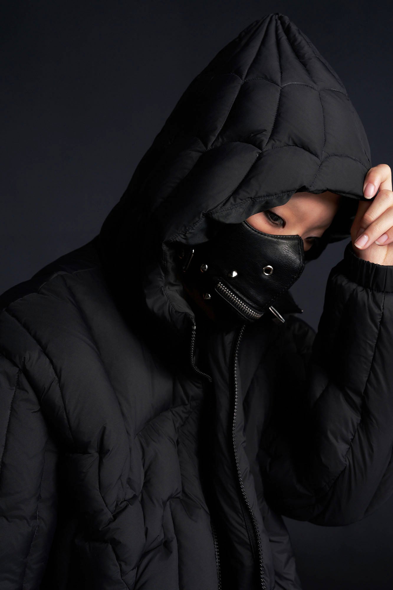 RECOVER ZONE Bat-Quilted Hooded Down Puffer Jacket, premium urban and streetwear designers apparel on PROJECTISR.com, RECOVER ZONE