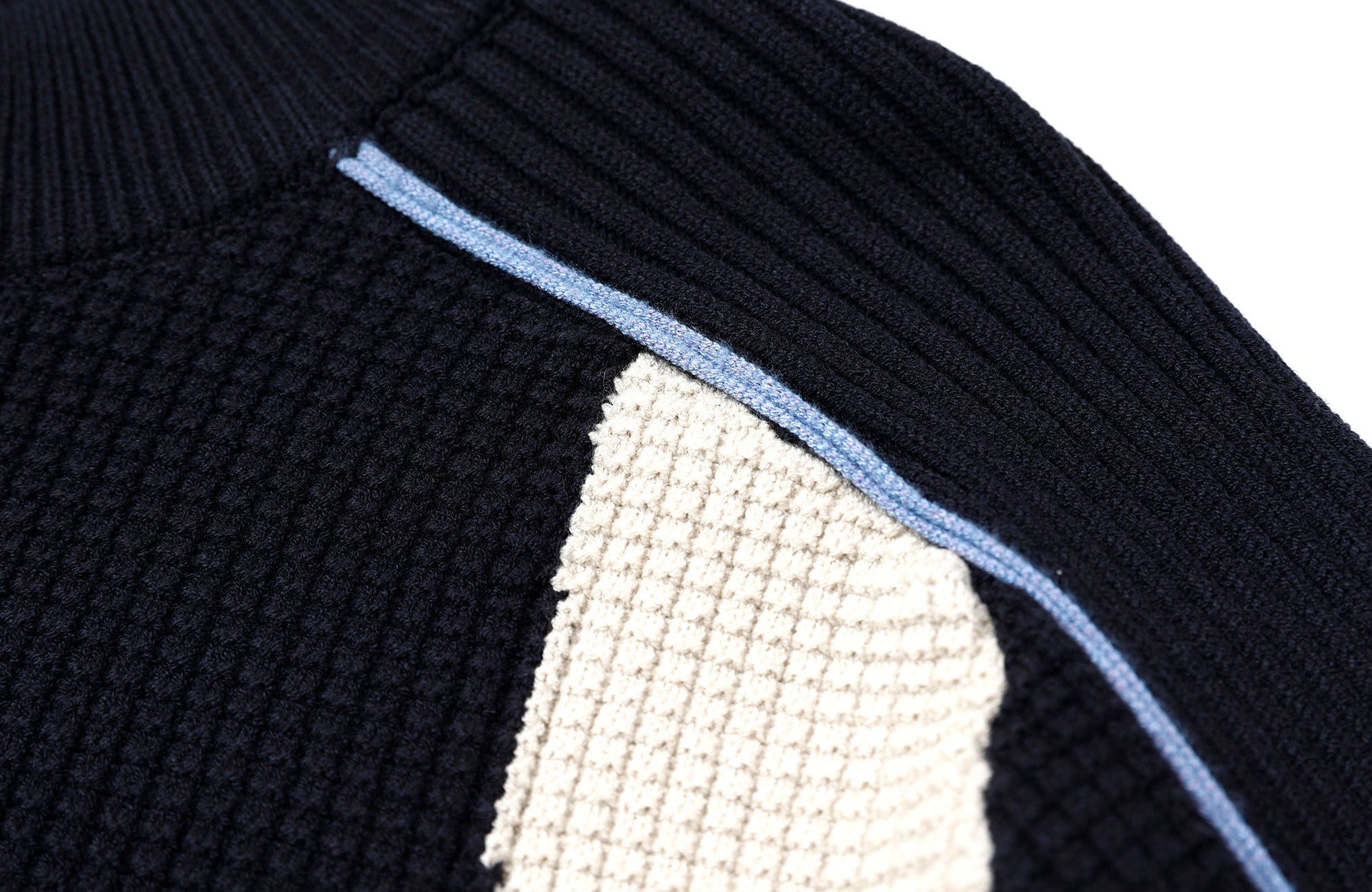 ROARINGWILD A ARCH Contrast Panel Raglan Half-Zip Sweater