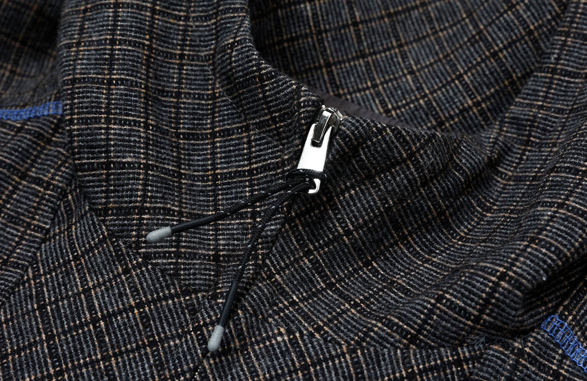 ROARINGWILD A ARCH Plaid Paneled Half-Zip Hooded Jacket