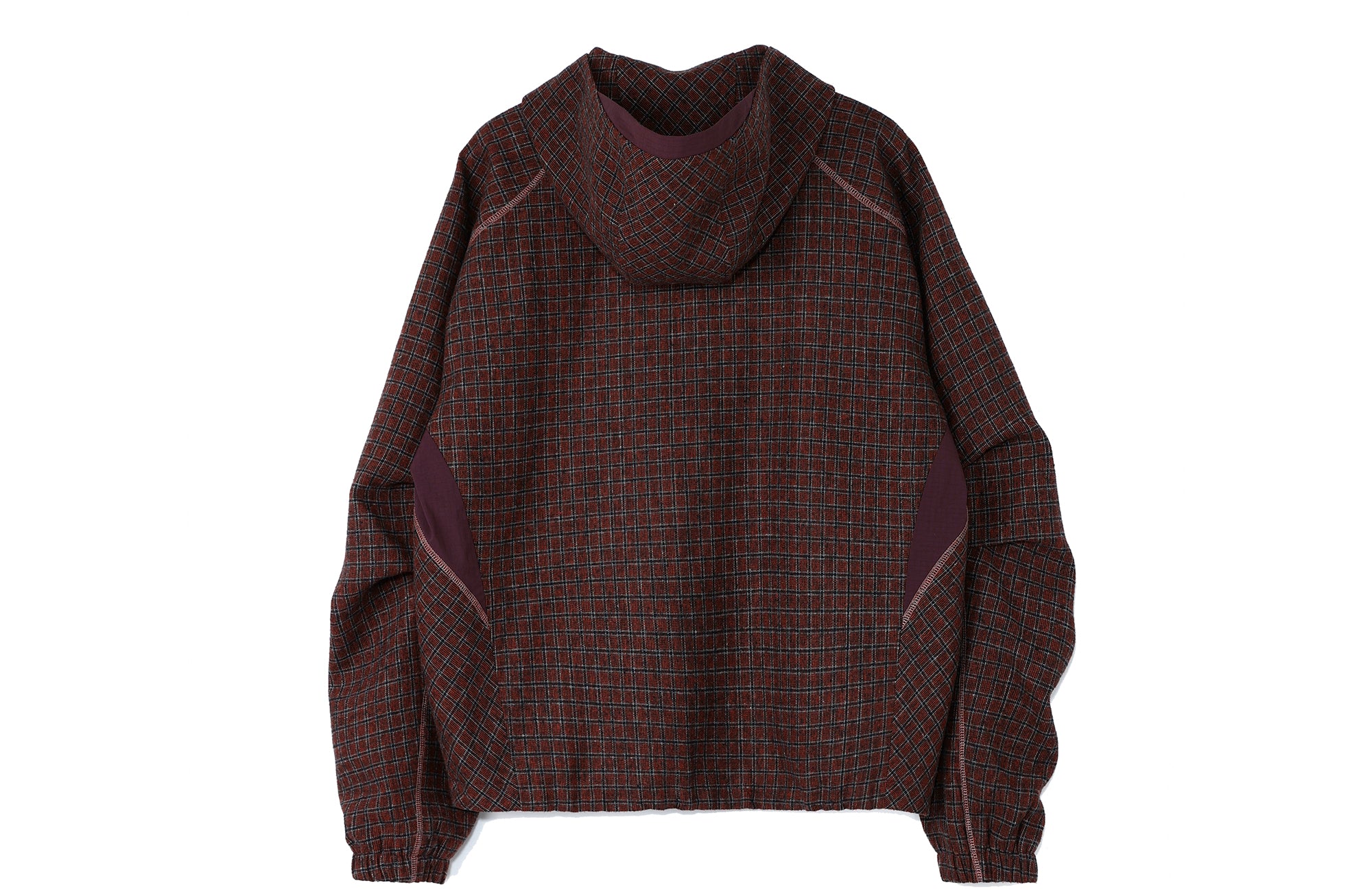 ROARINGWILD A ARCH Plaid Paneled Half-Zip Hooded Jacket