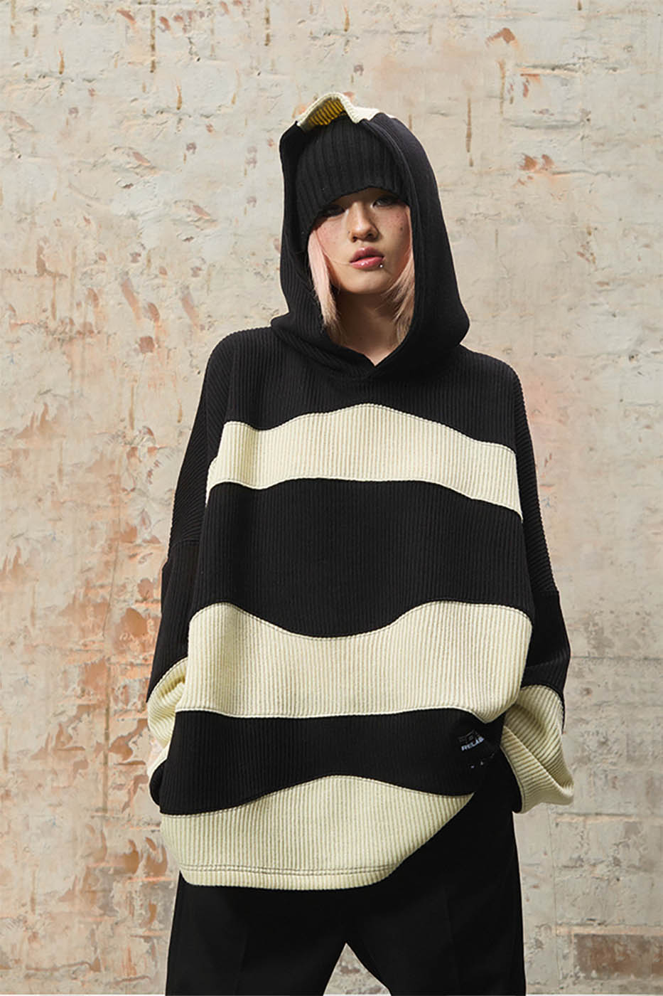 RELABEL Classic Oversized Striped Knitted Hoodie