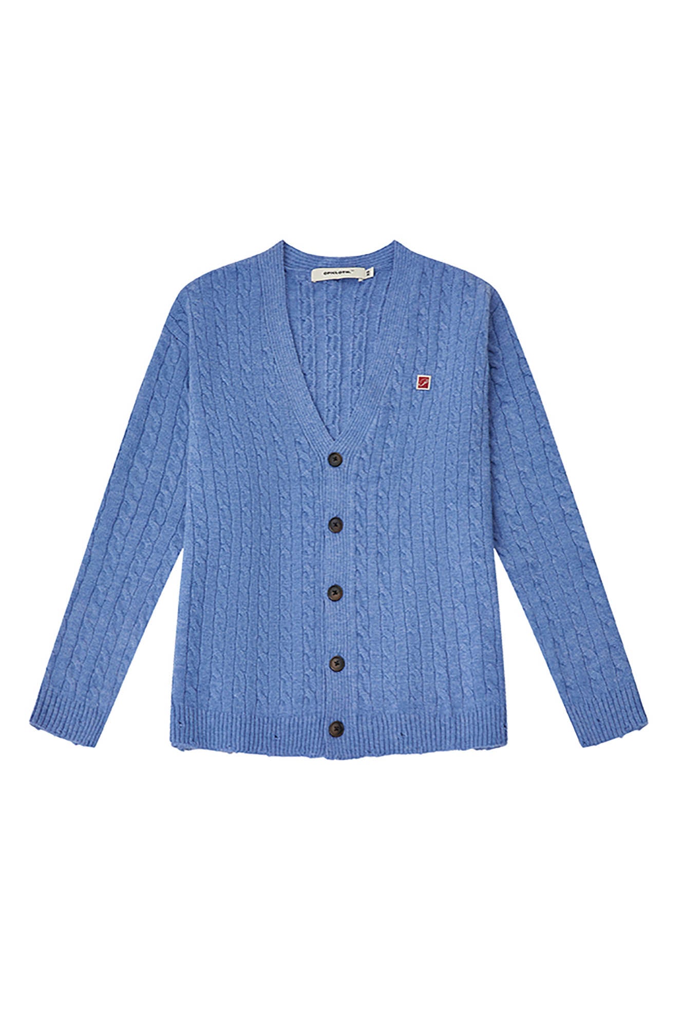 OPICLOTH Cable-Knit V-Neck Button-Up Cardigan