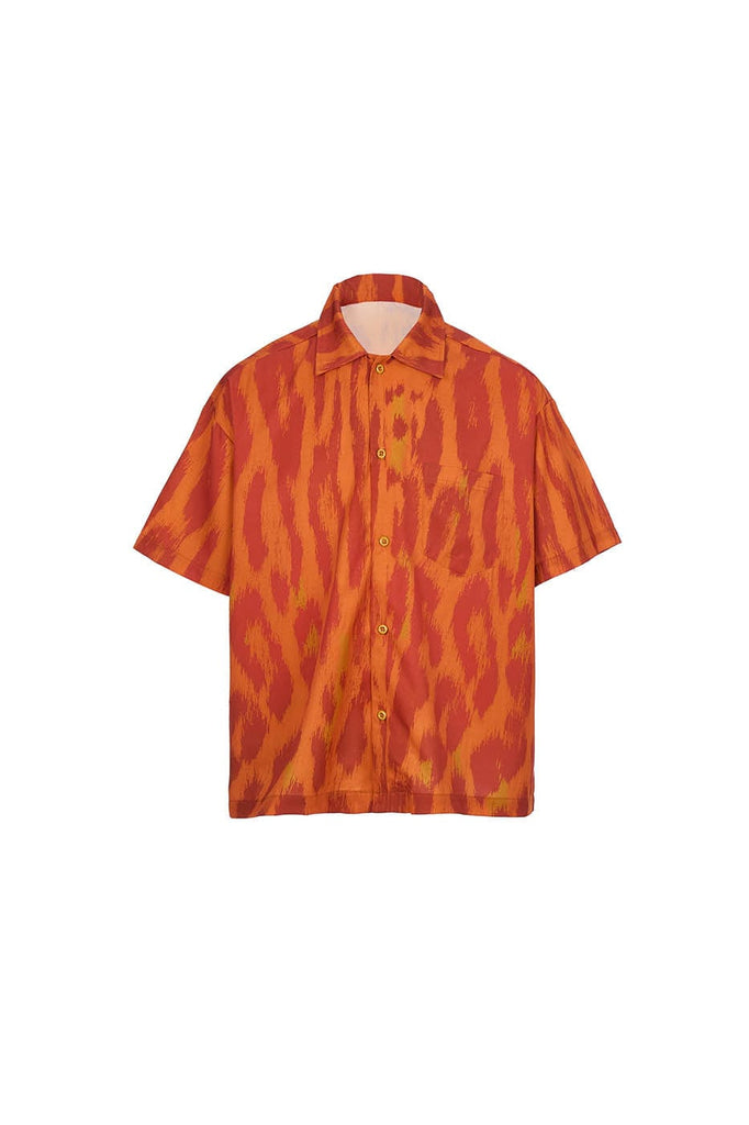 STEEPC Flaming Leopard Full-Print Half Shirt, premium urban and streetwear designers apparel on PROJECTISR.com, STEEPC