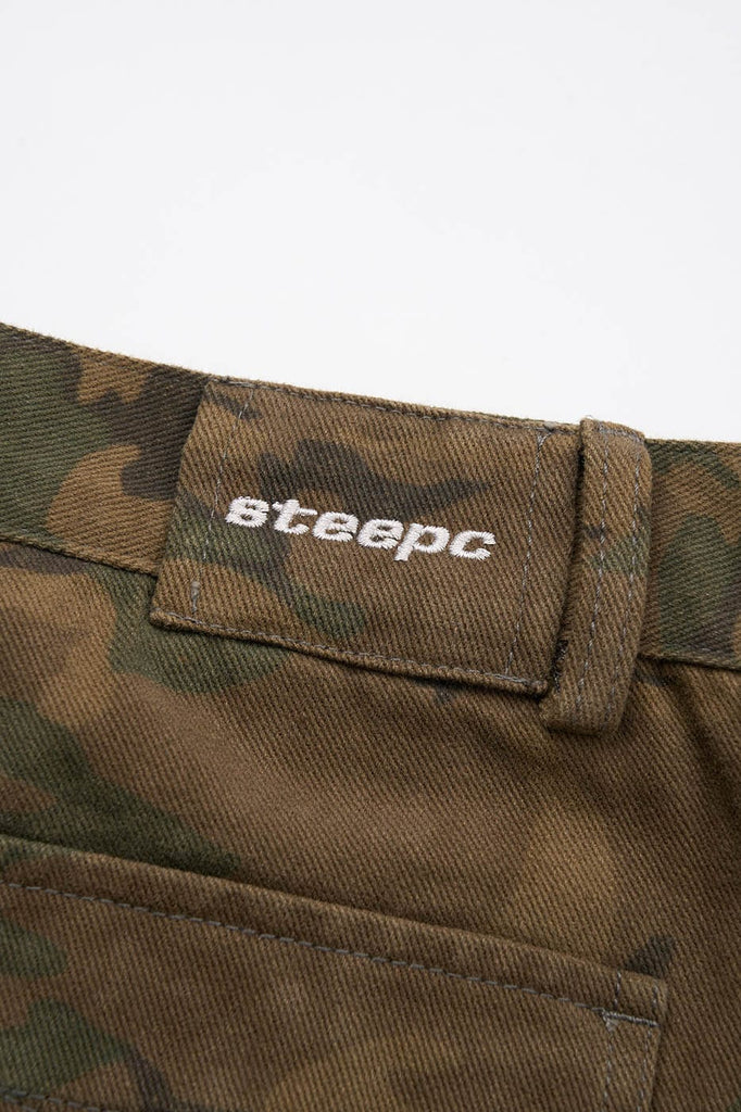 STEEPC Camo Big-Pocket Cropped Shorts, premium urban and streetwear designers apparel on PROJECTISR.com, STEEPC