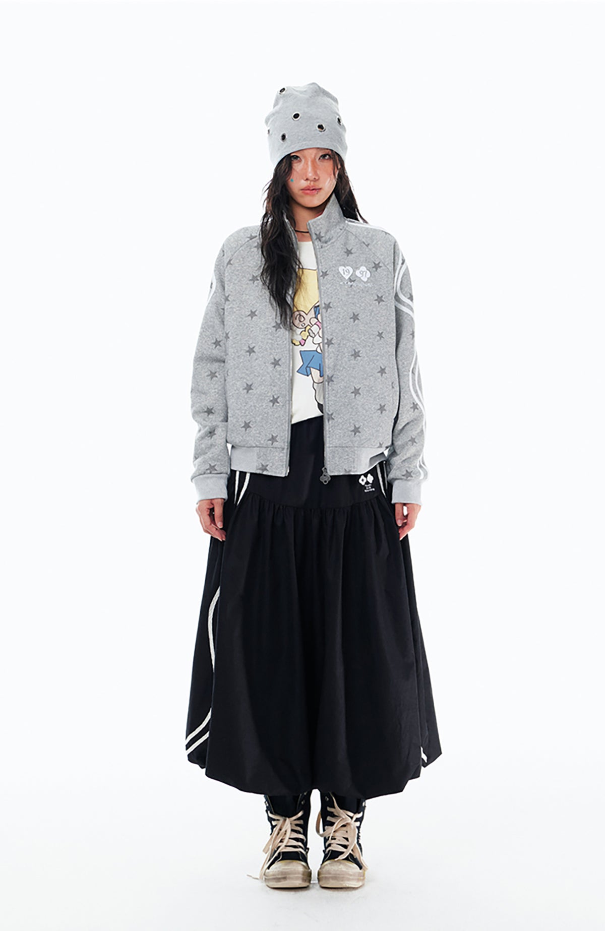 1997 POSTOFFICE Twisted Stripe Star-Zip Cardigan Hoodie