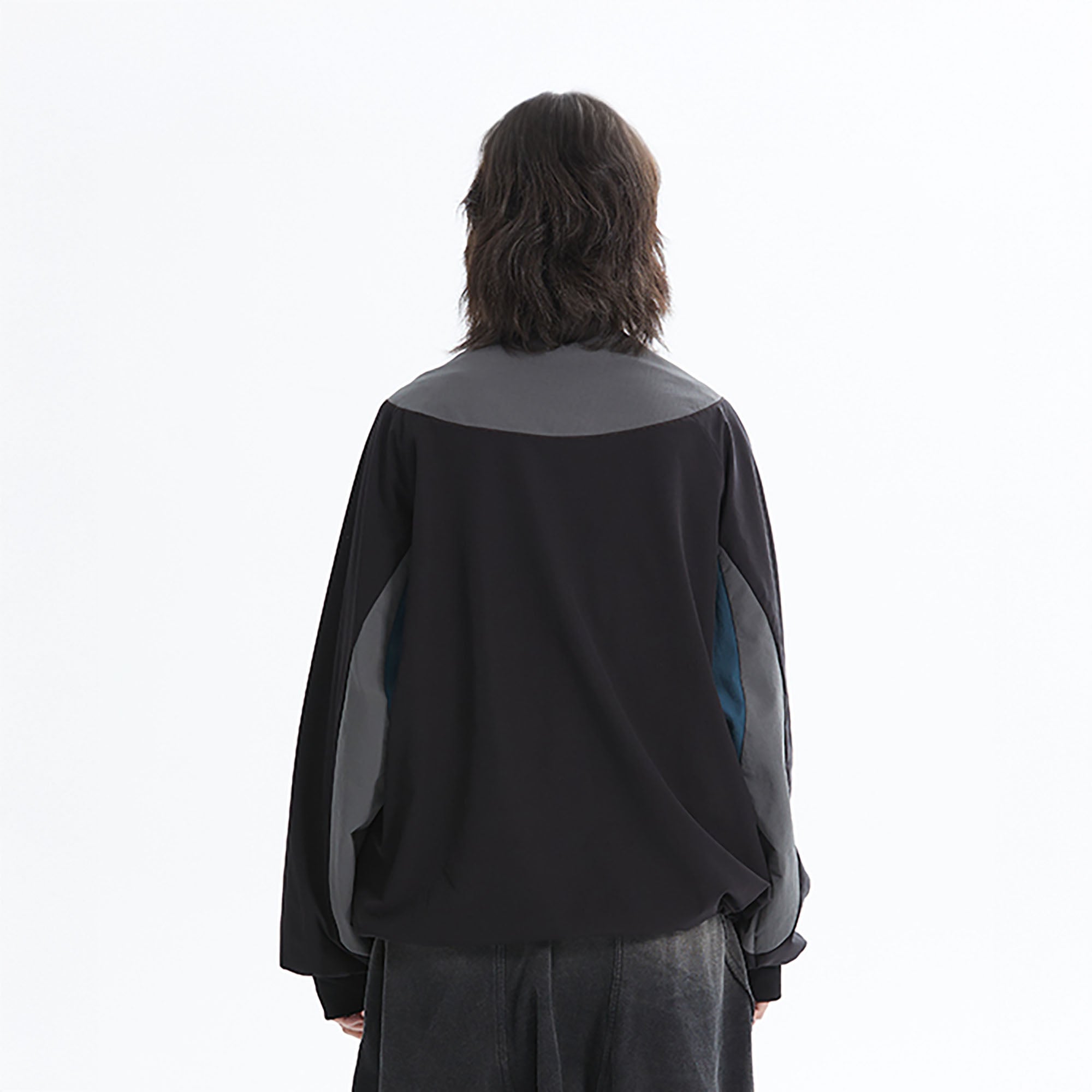 ERROR CODE ROBOT Asymmetric Zip Contrast Panel Sweatshirt, premium urban and streetwear designers apparel on PROJECTISR.com, ERROR CODE ROBOT