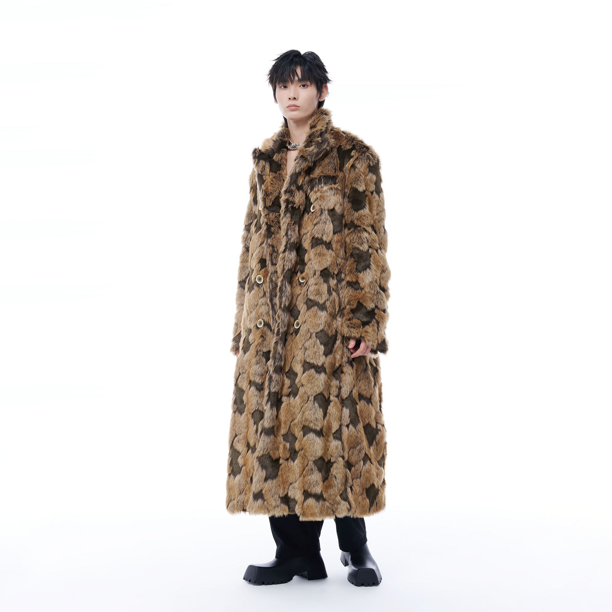 TUIMU Leopard Faux Mink Double-Breasted Coat, premium urban and streetwear designers apparel on PROJECTISR.com, TUIMU
