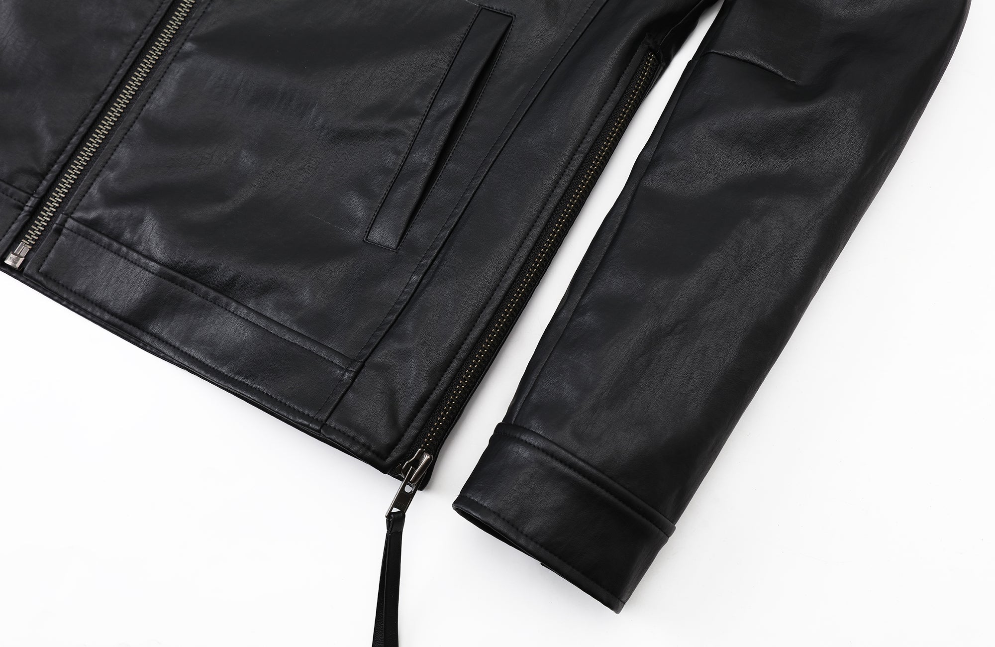 2000RSK Pin-Shoulder Faux Leather Biker Jacket