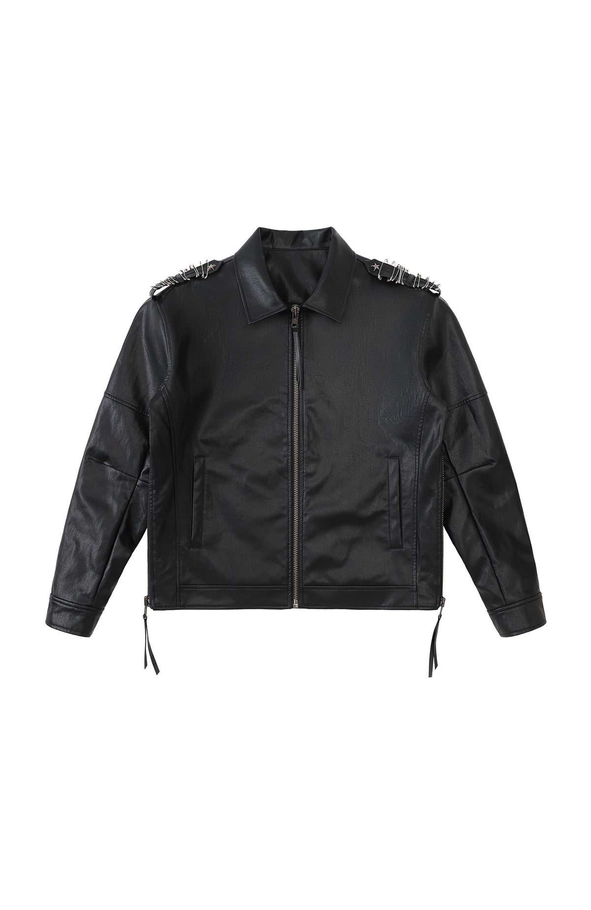 2000RSK Pin-Shoulder Faux Leather Biker Jacket