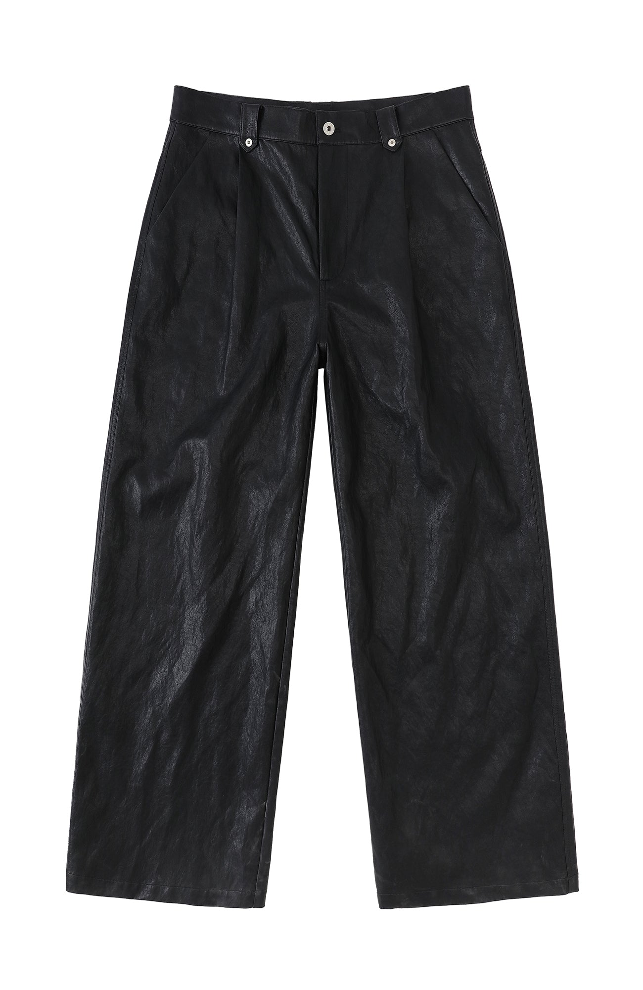 2000RSK Pleated Straight-Leg Faux Leather Trousers