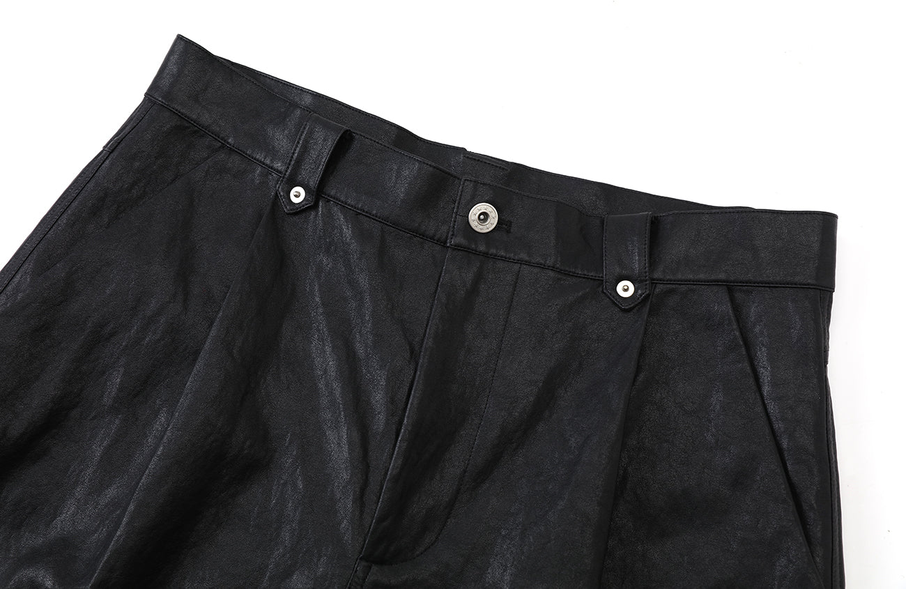 2000RSK Pleated Straight-Leg Faux Leather Trousers