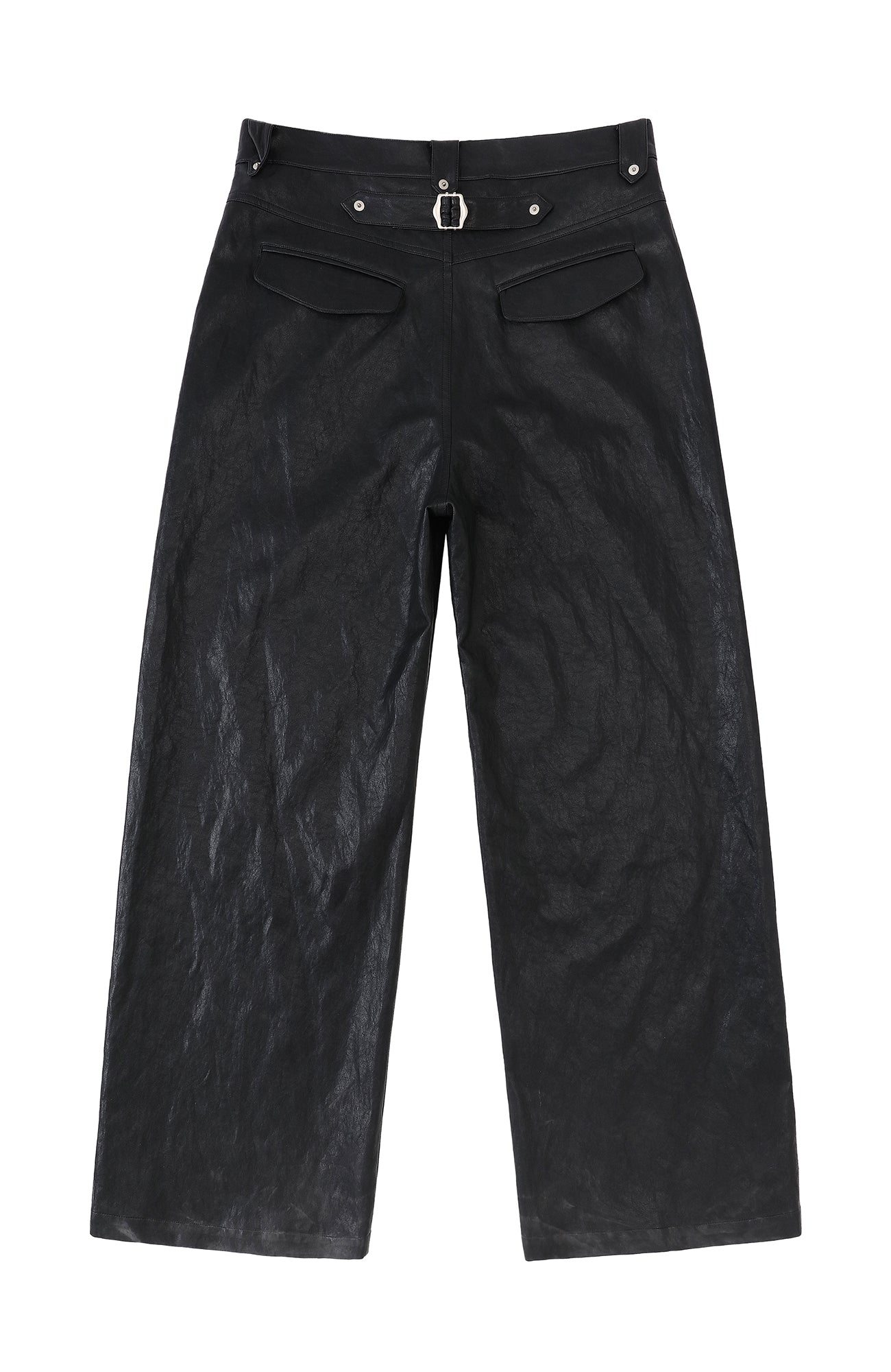 2000RSK Pleated Straight-Leg Faux Leather Trousers