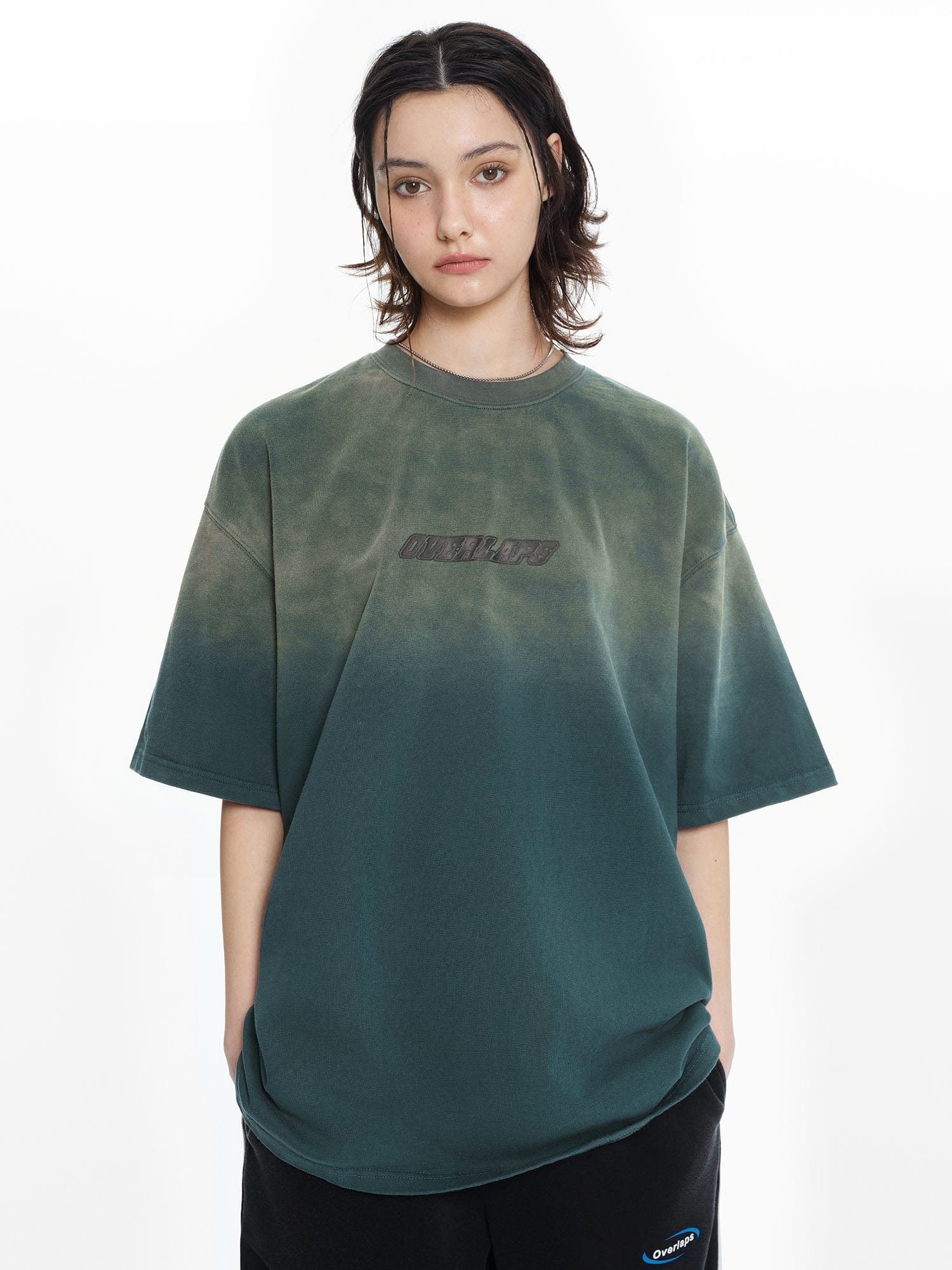 Y's LAWN T-SHIRT WITH SHIRRING DETAILS 黒 RAYON JERSEY DECONSTRUCTED ASYMMETRICAL DESIGN T-SHIRTS