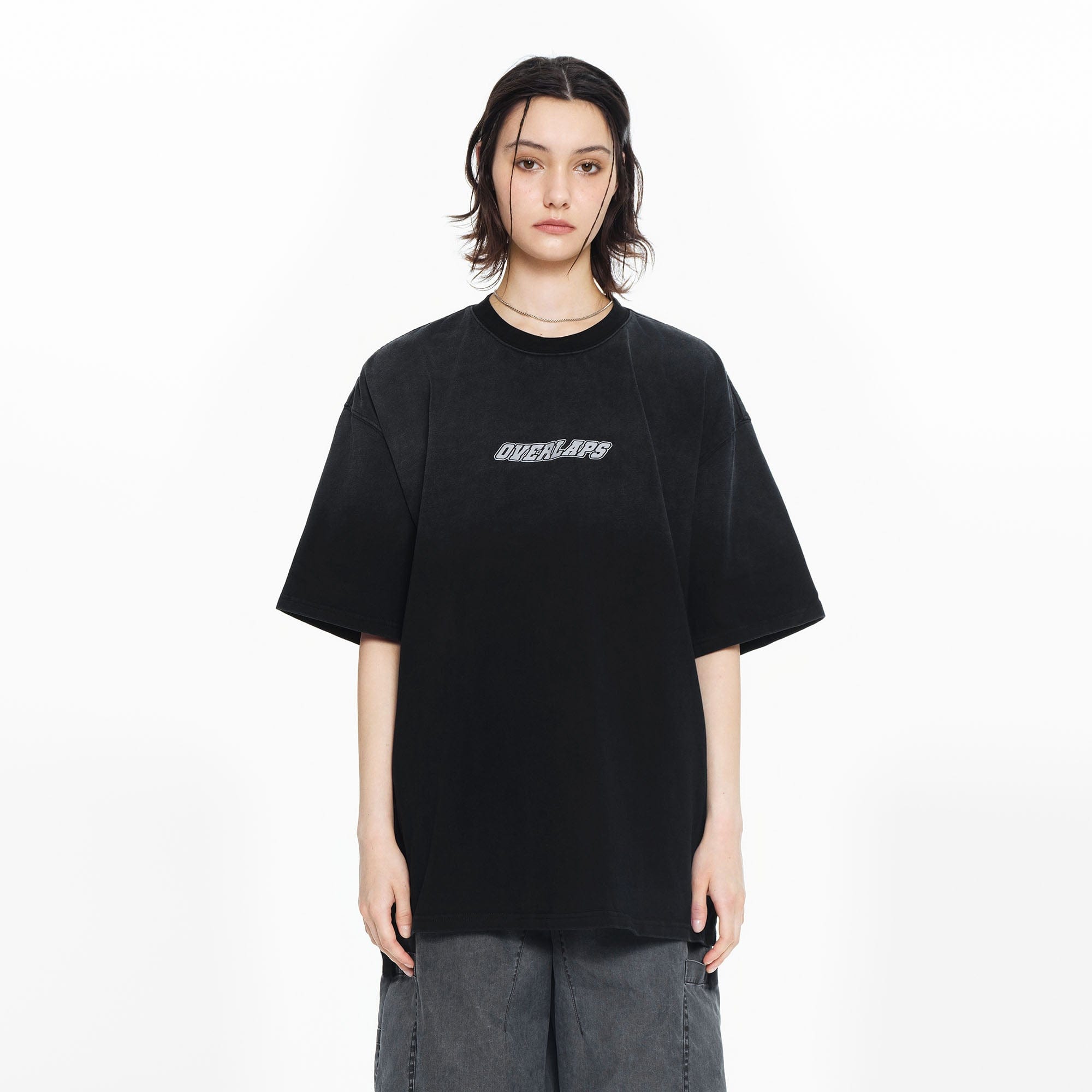 OVERLAPS Gradient Washed Oversized LOGO T-Shirt, premium urban and streetwear designers apparel on PROJECTISR.com, OVERLAPS