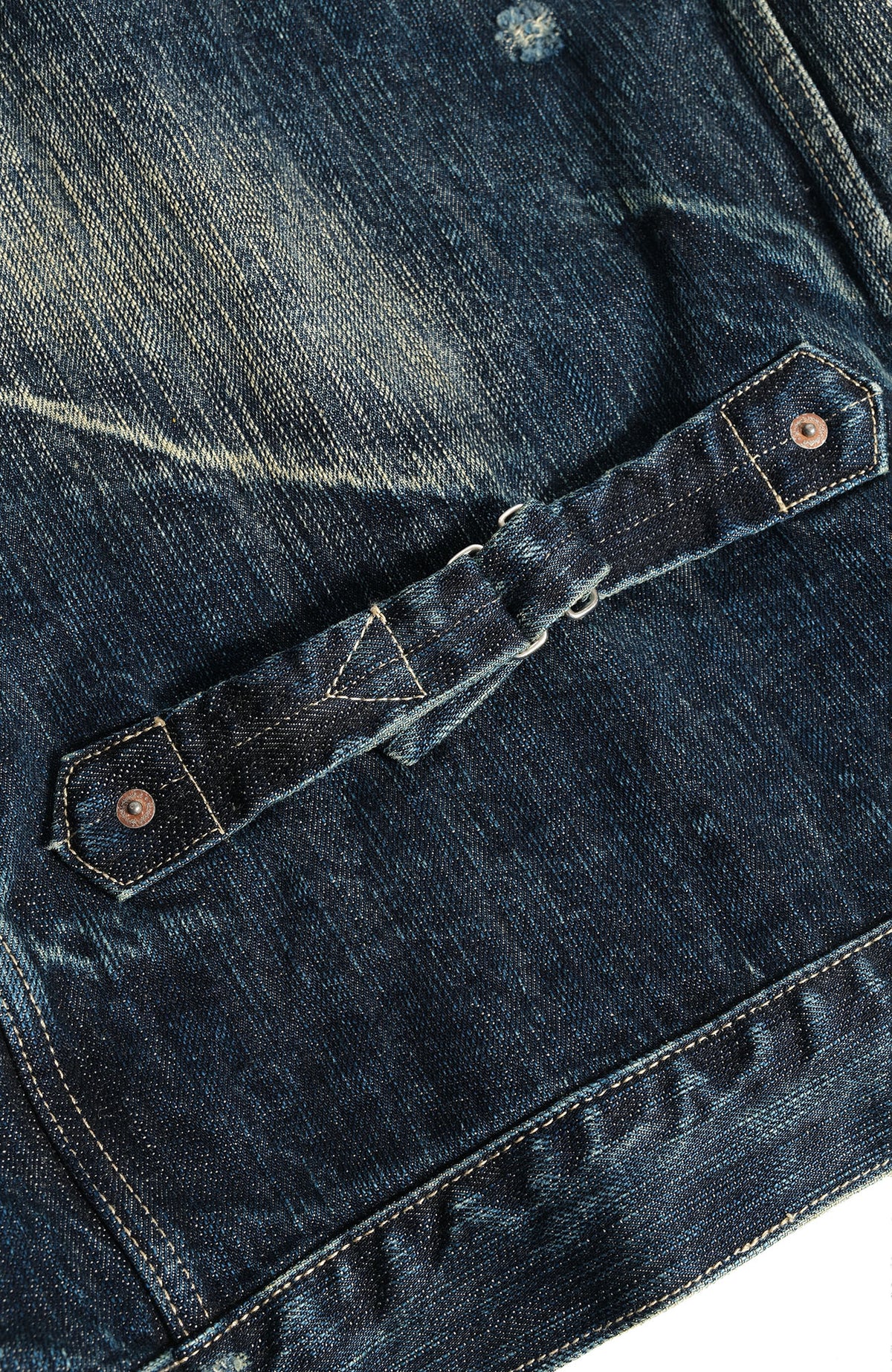 NEIGBORL Washed Faux Leather Collar Denim Jacket