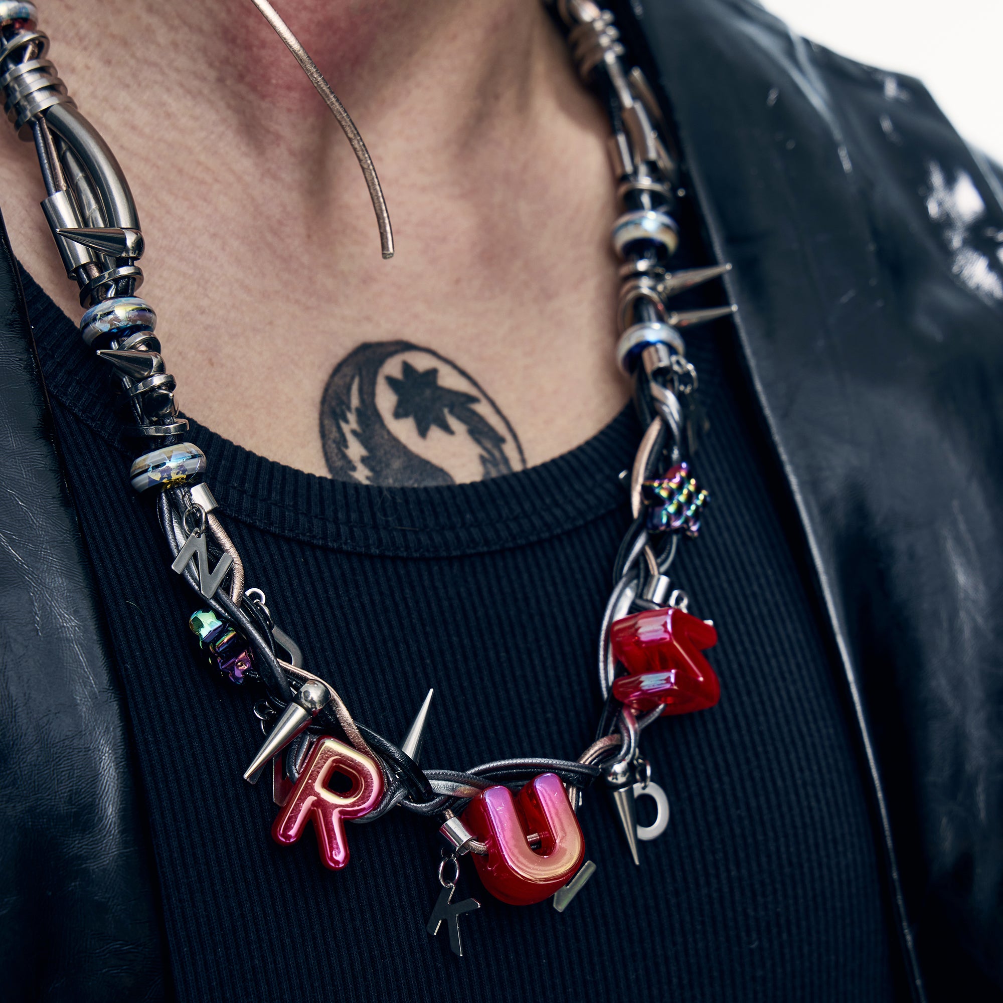 ILLUSORY Custom Letter Spiked Chain, premium urban and streetwear designers apparel on PROJECTISR.com, ILLUSORY