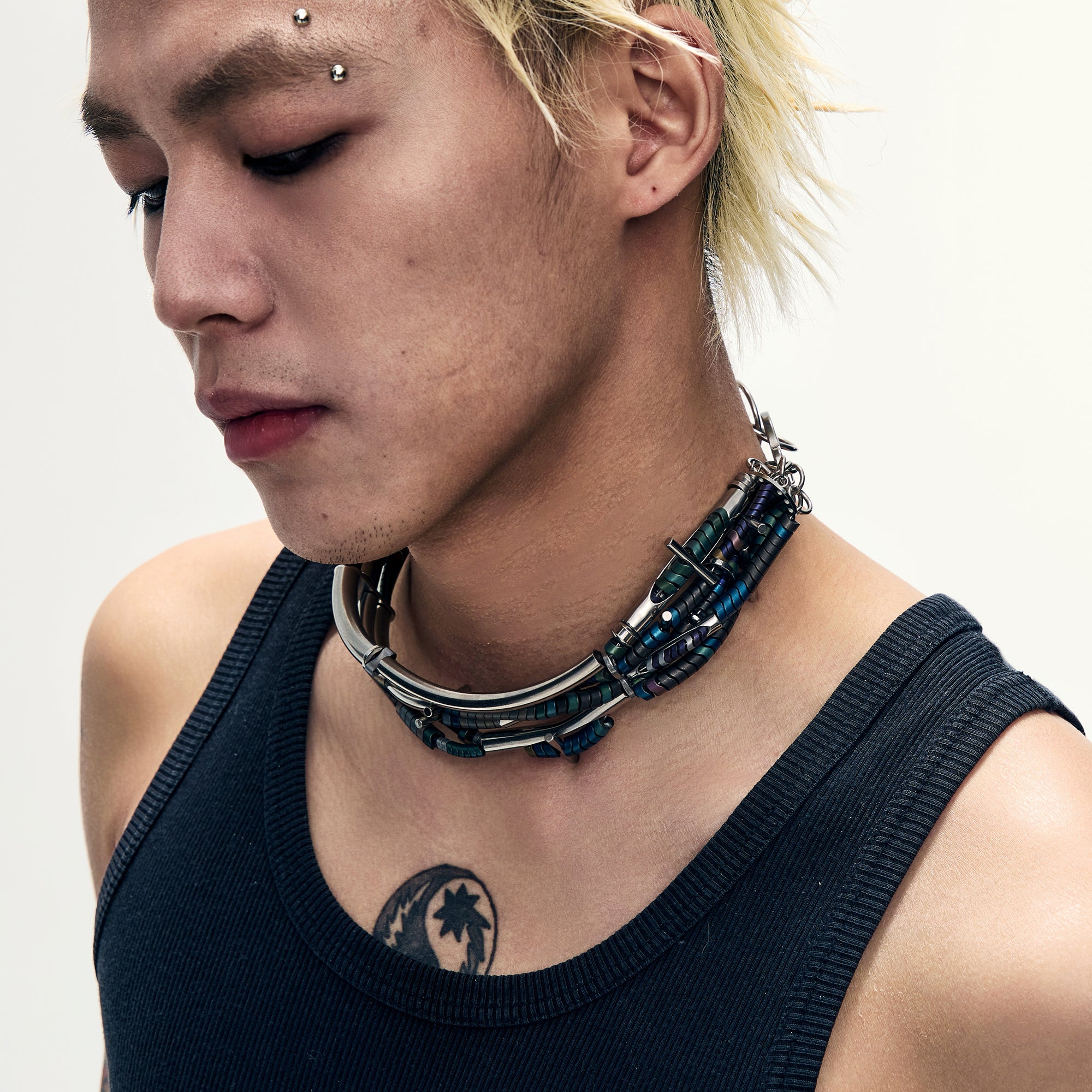 ILLUSORY Layered Industrial Tube Collar, premium urban and streetwear designers apparel on PROJECTISR.com, ILLUSORY