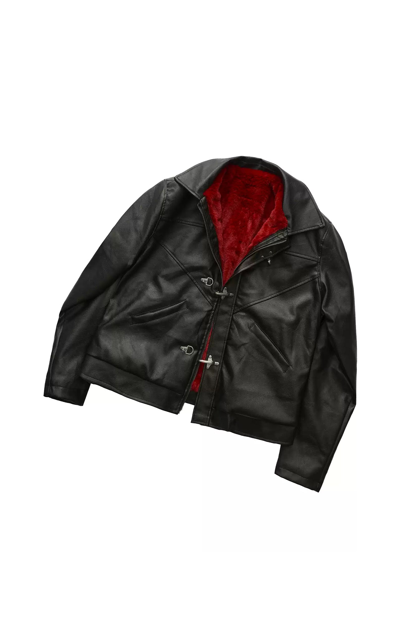 LUUUCAM Embroidered Faux Leather Jacket