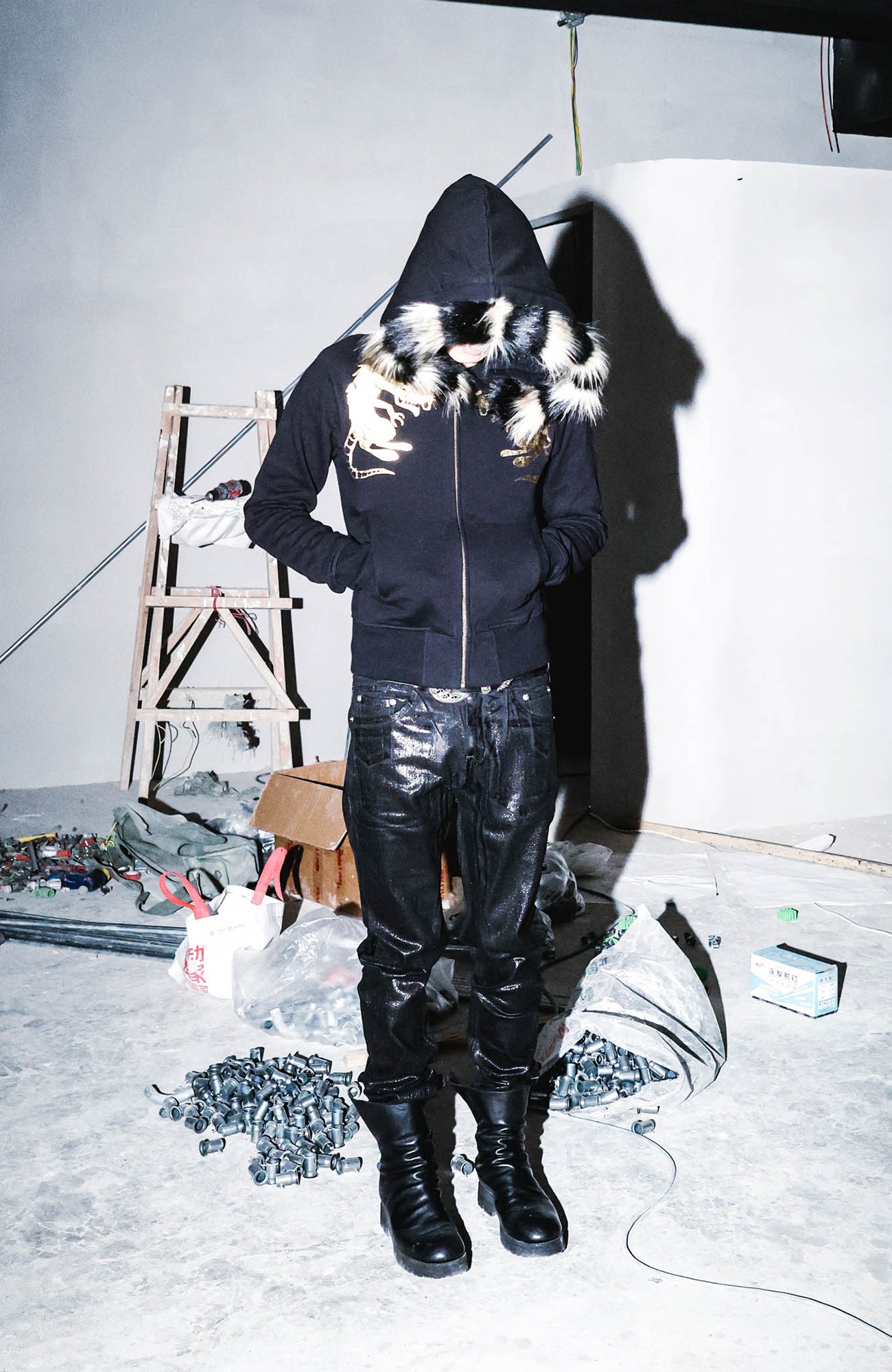 PCCVISION Foil Graphic Slim Zip-Up Hoodie