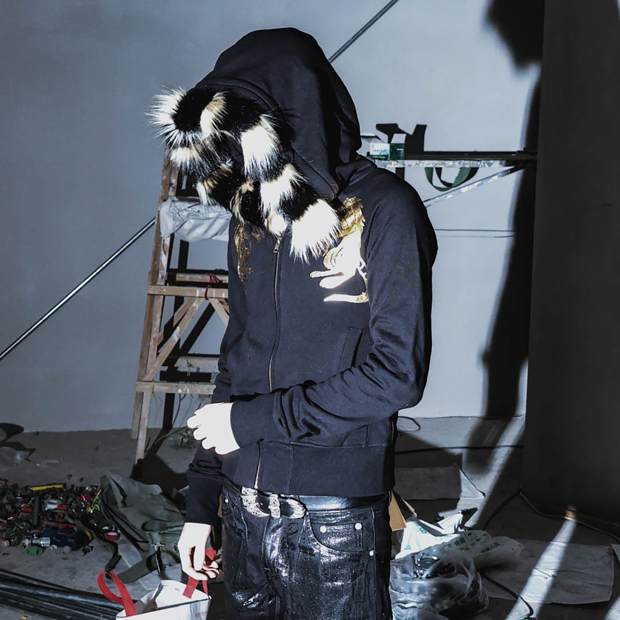 PCCVISION Foil Graphic Slim Zip-Up Hoodie