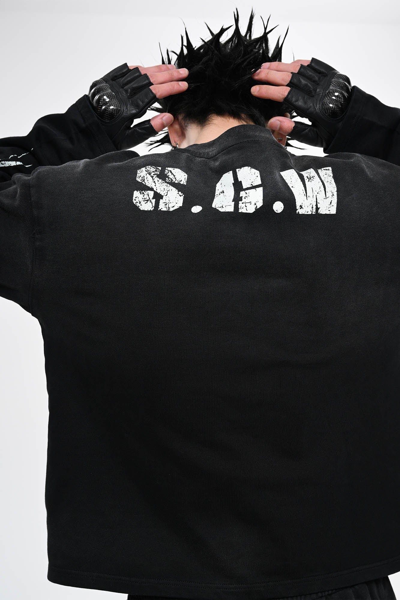 SAVAGEGROWTHWORLD No.5 Distressed Long-Sleeve Tee