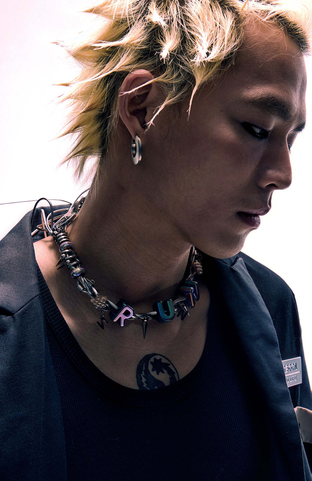 ILLUSORY Bubble Letter Spiked Choker, premium urban and streetwear designers apparel on PROJECTISR.com, ILLUSORY
